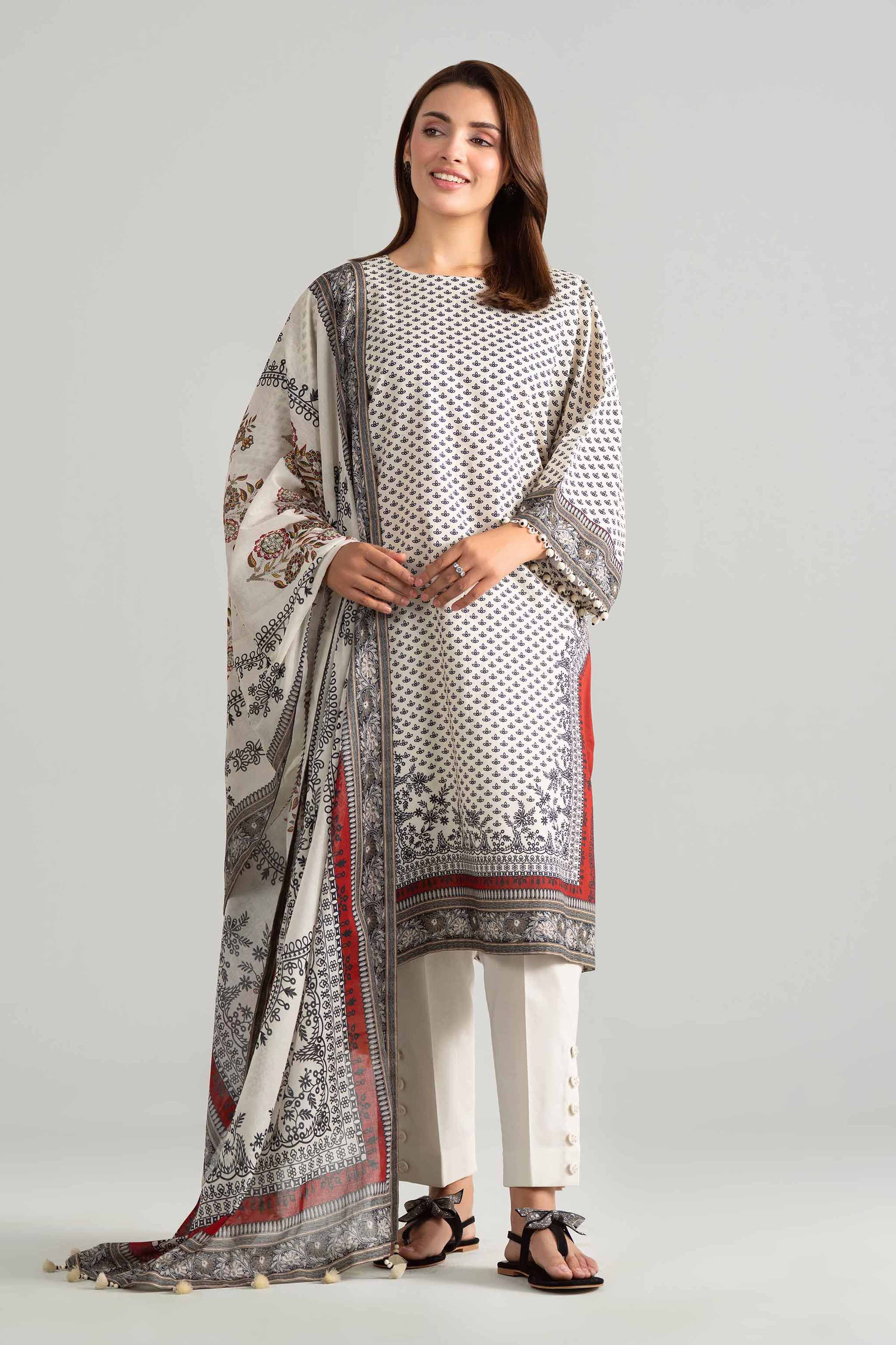 3 Piece - Digital Printed Suit - 42601849 Black Lawn 3PC Printed