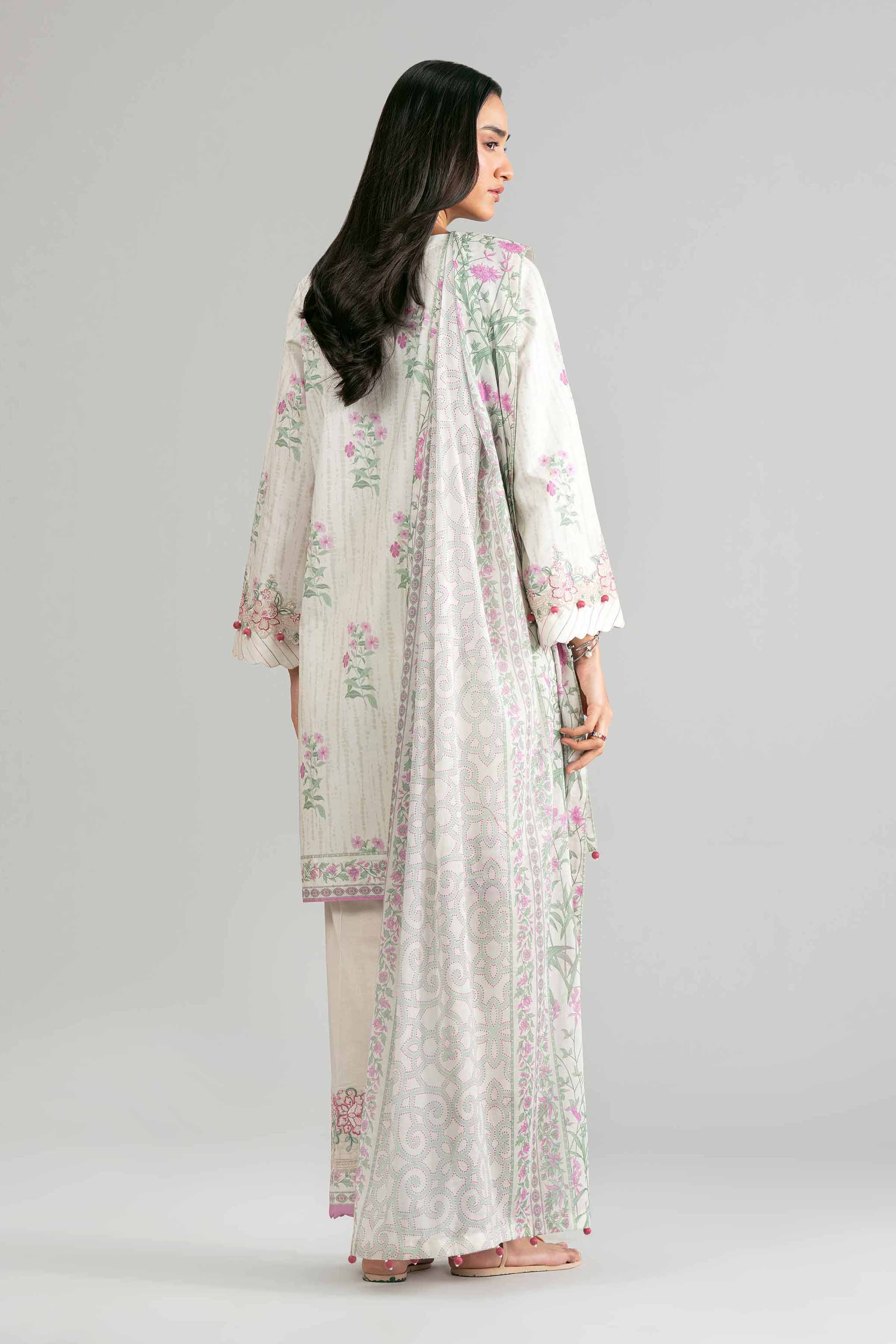 3 Piece - Printed Embroidered Suit - 42601859 White Lawn 3PC Embroidered