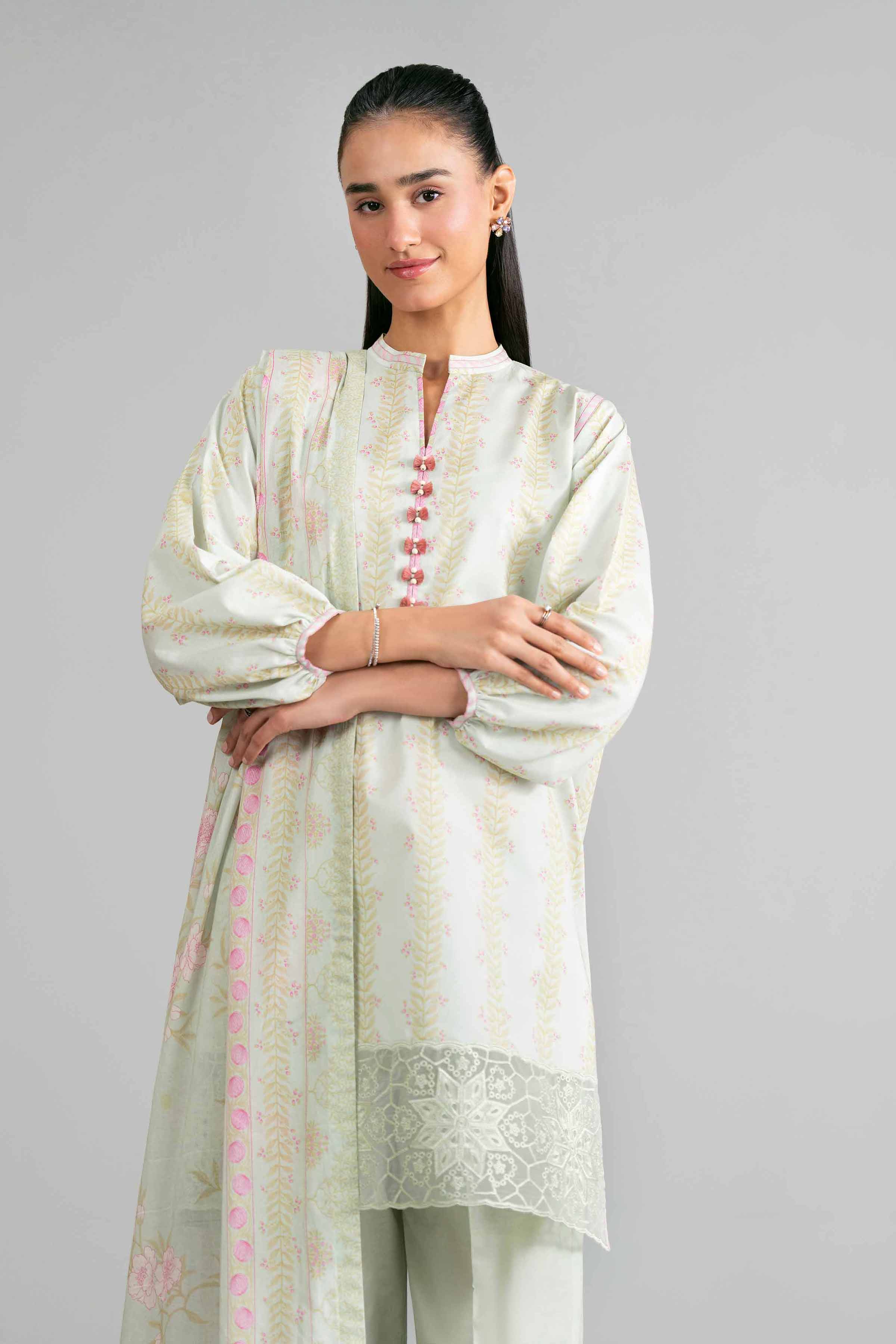 3 Piece - Printed Embroidered Suit - 42601860