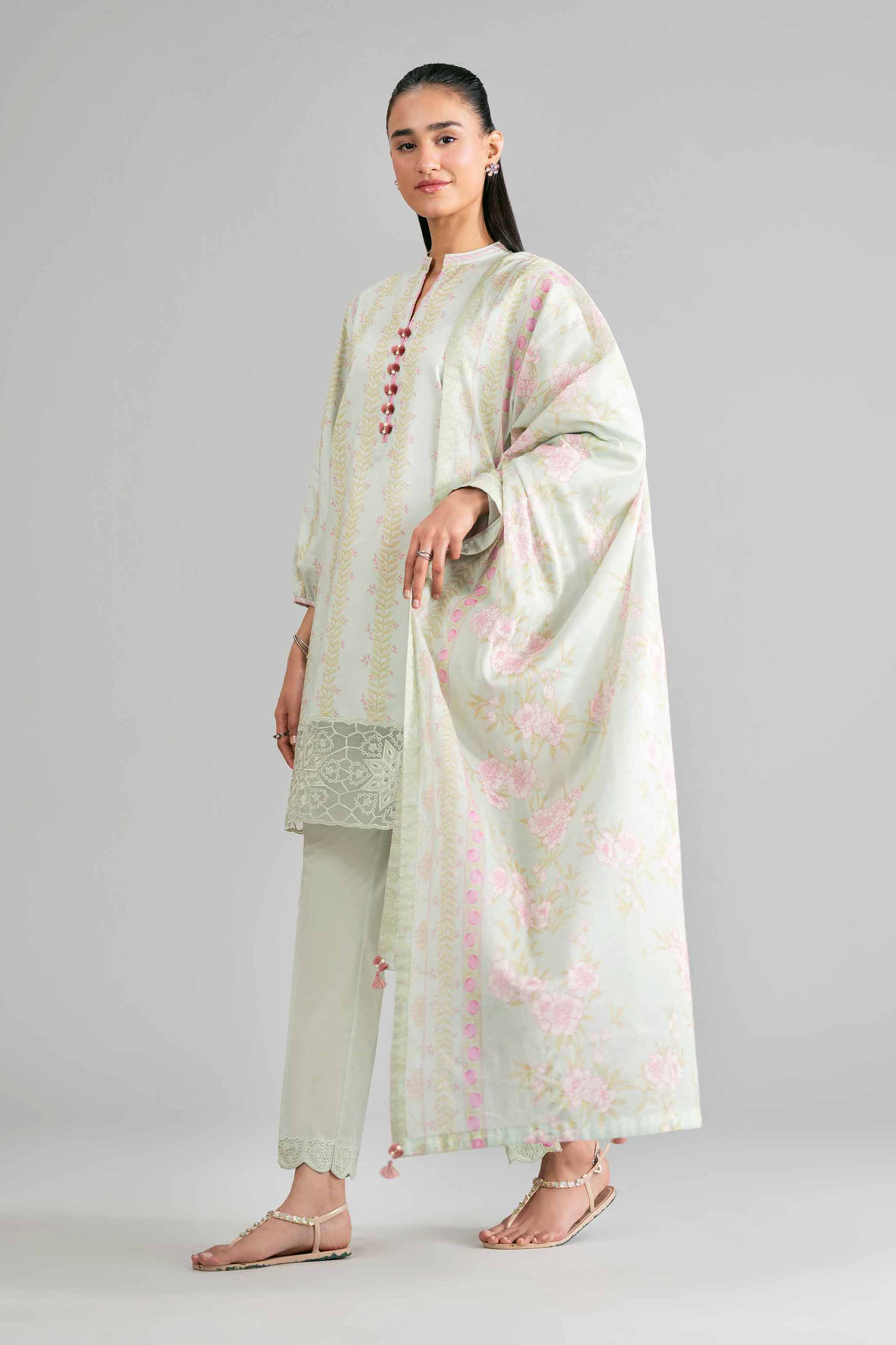3 Piece - Printed Embroidered Suit - 42601860