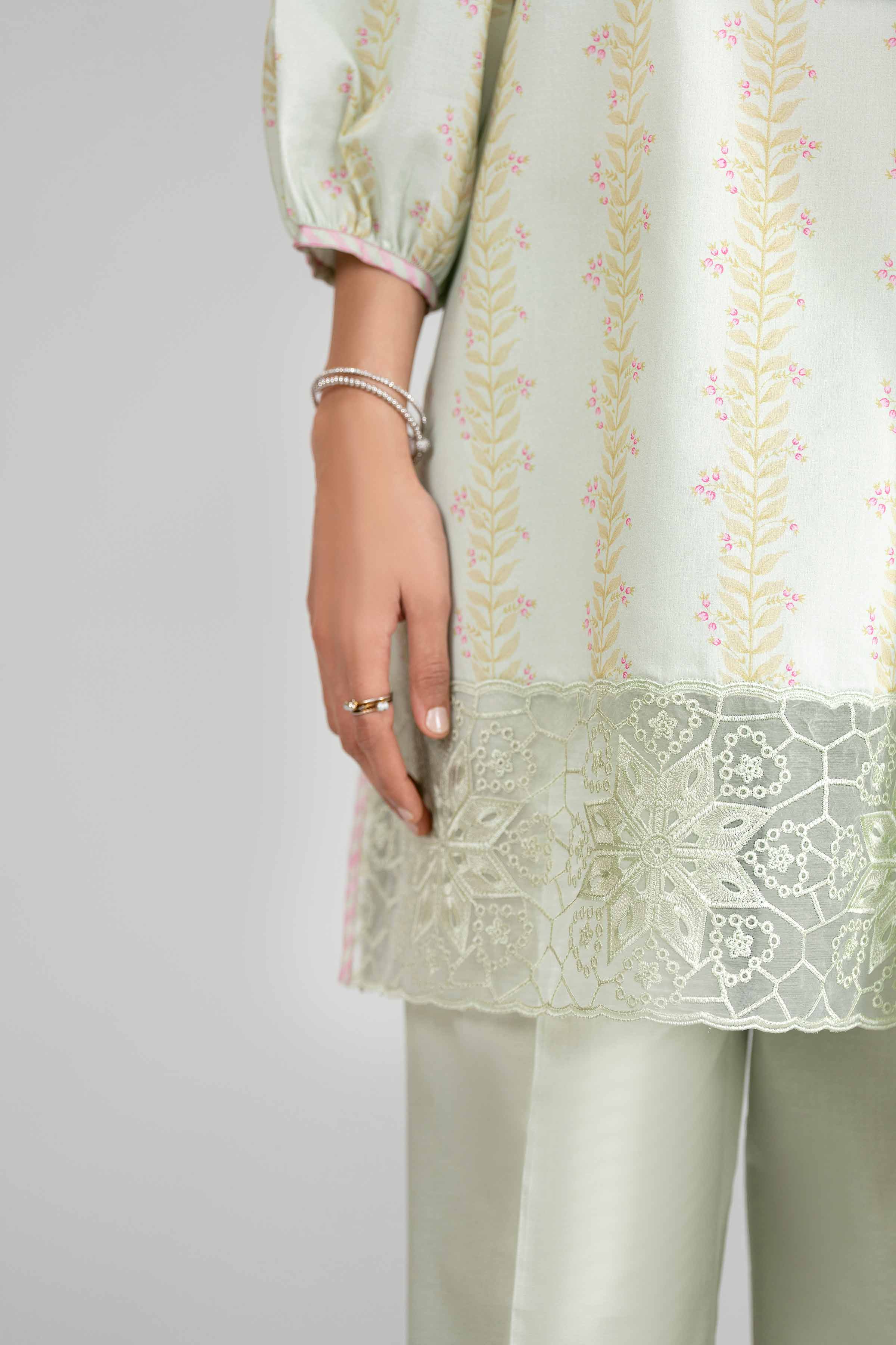 3 Piece - Printed Embroidered Suit - 42601860 Green Lawn 3PC Embroidered