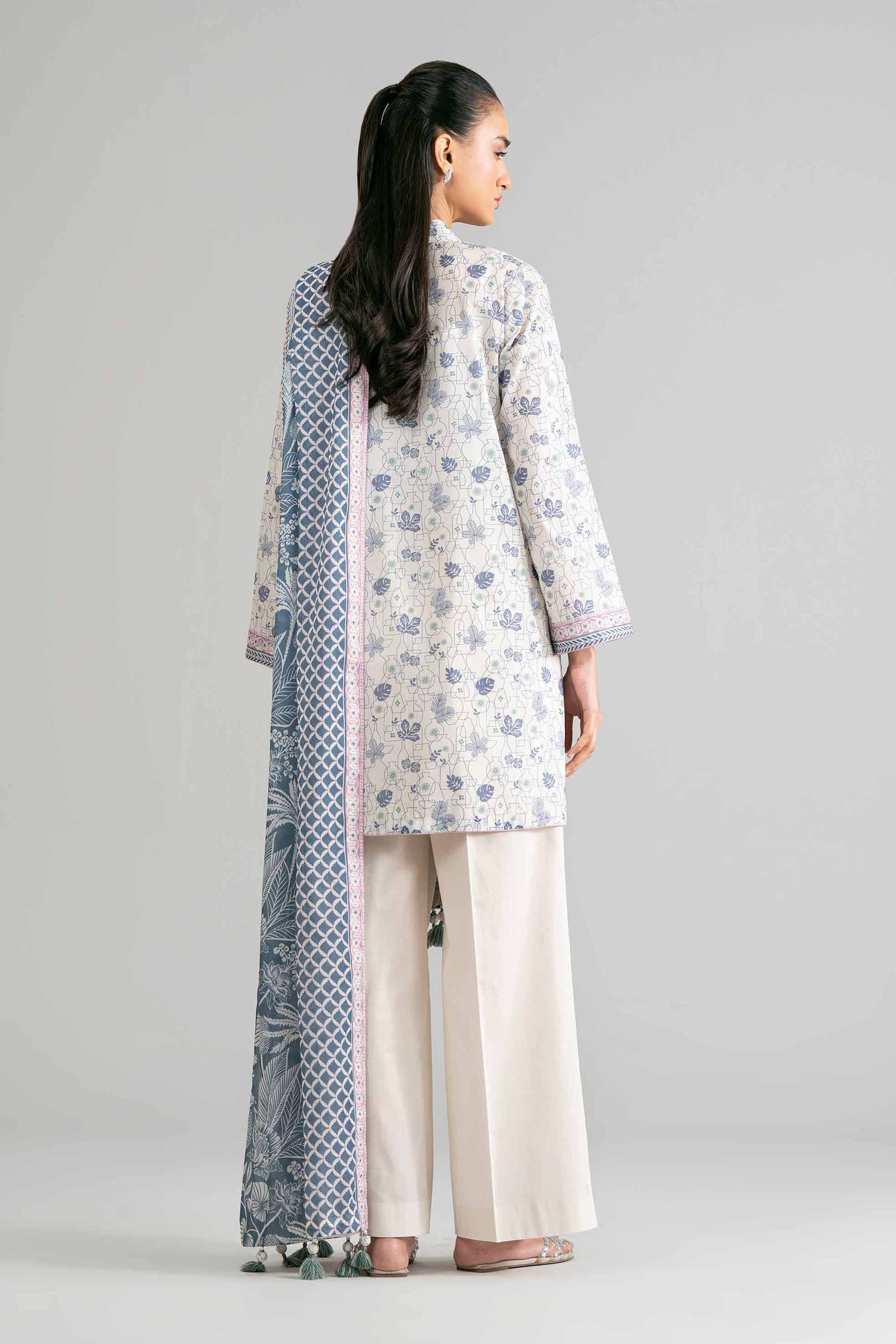 3 Piece - Printed Suit - 42601865 White Lawn 3PC Printed