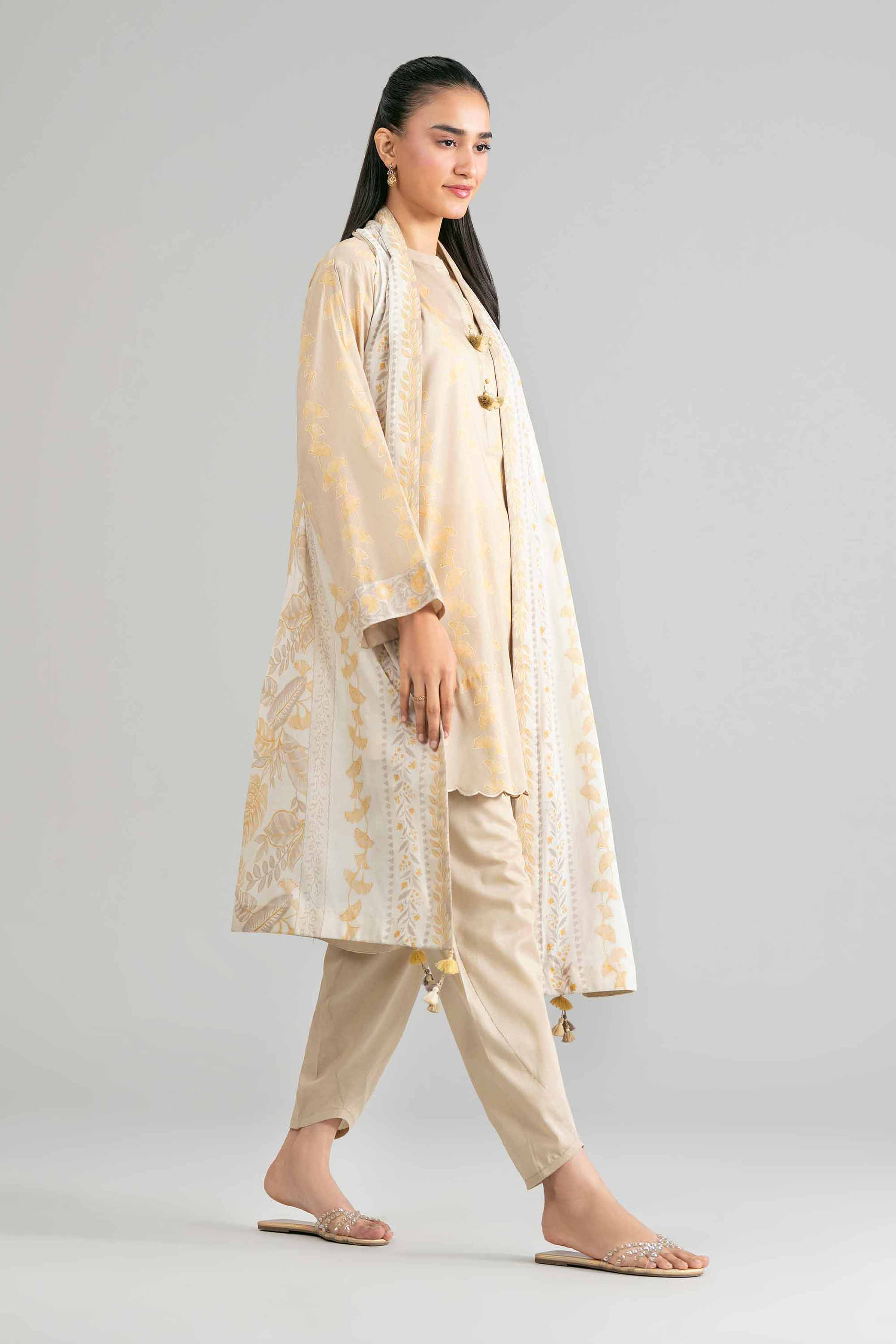 3 Piece - Printed Suit - 42601866 Beige Lawn 3PC Printed
