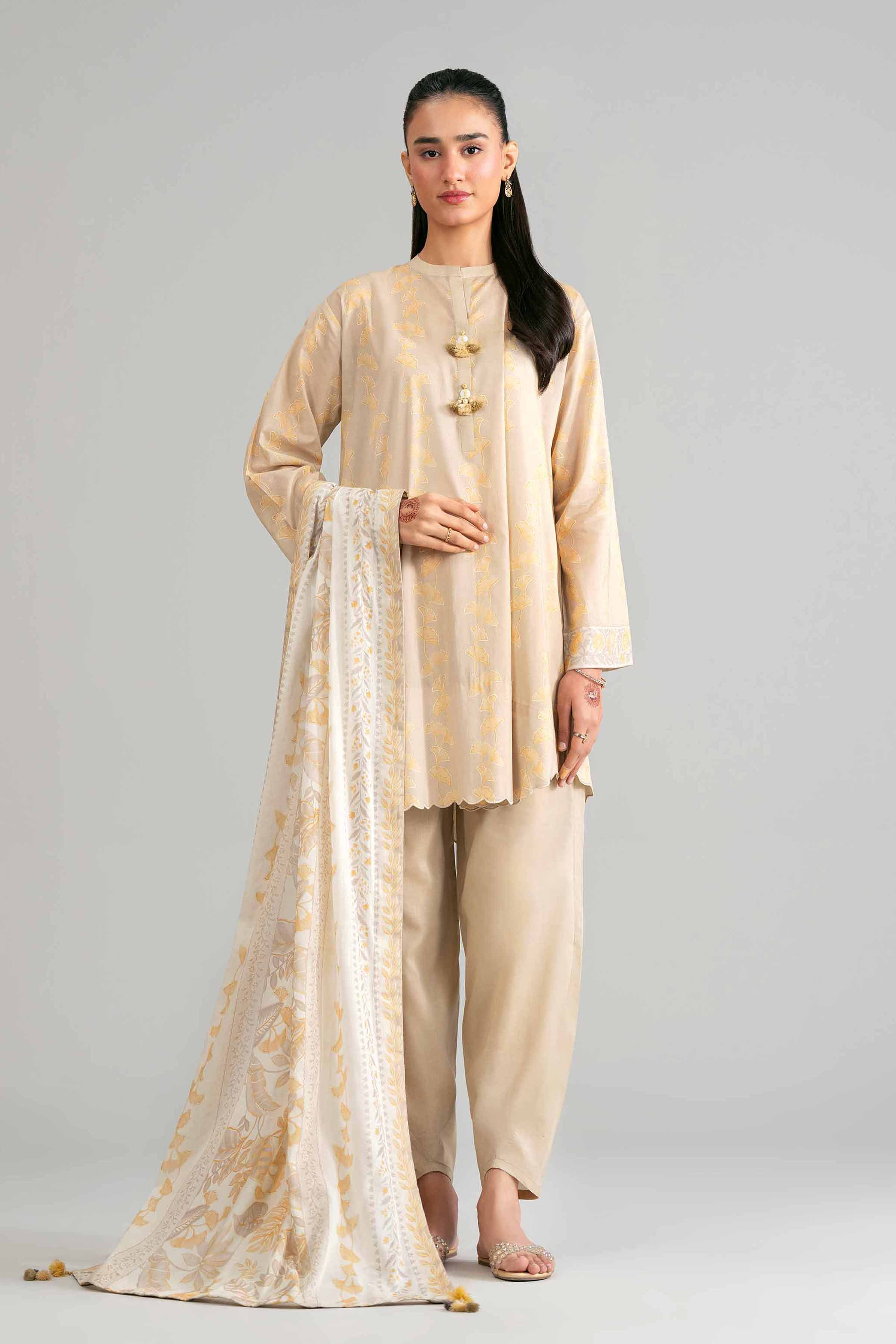 3 Piece - Printed Suit - 42601866 Beige Lawn 3PC Printed