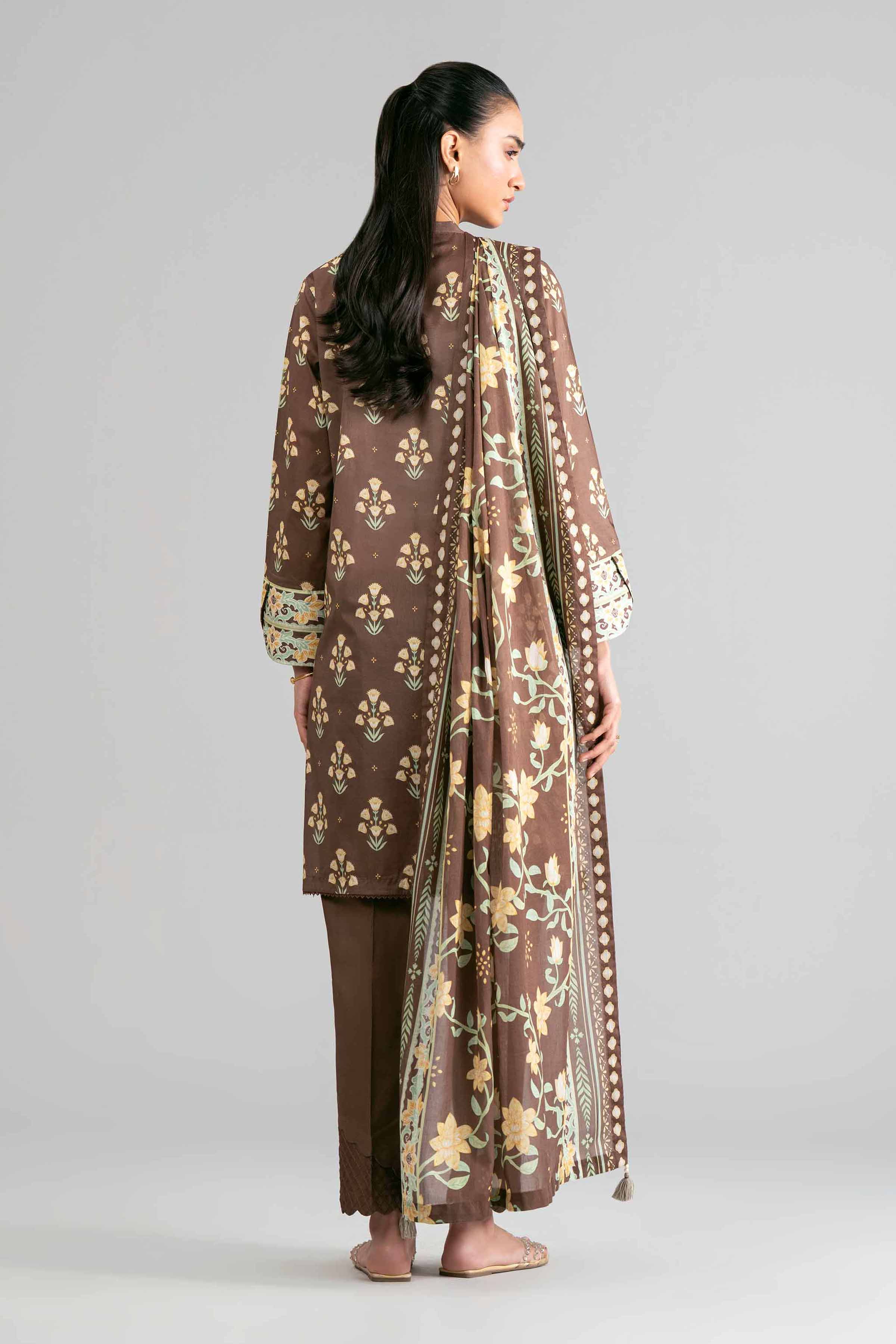 3 Piece - Printed Suit - 42601867 Brown Lawn 3PC Printed