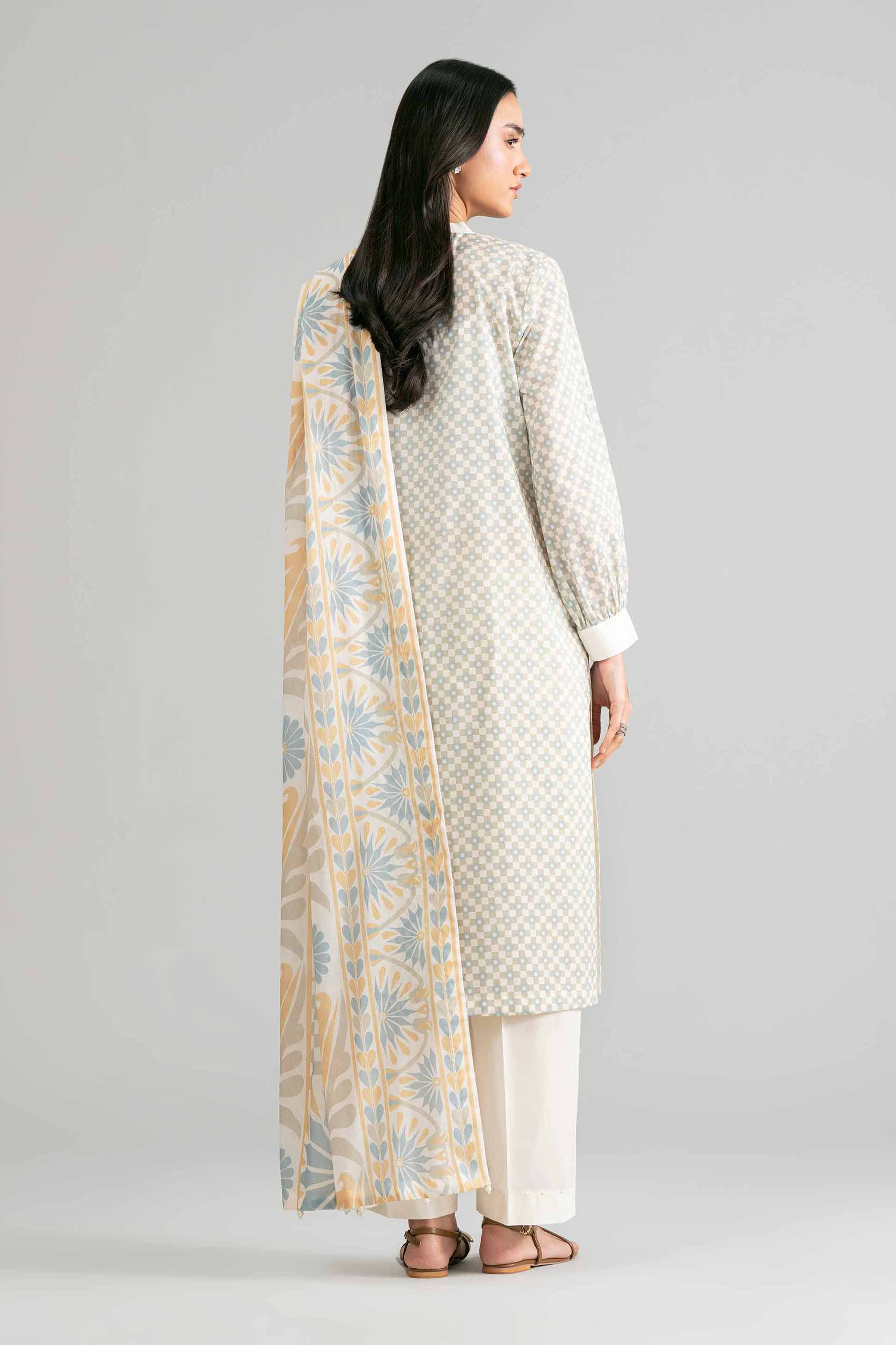 3 Piece - Printed Suit - 42601870 Beige Lawn 3PC Printed