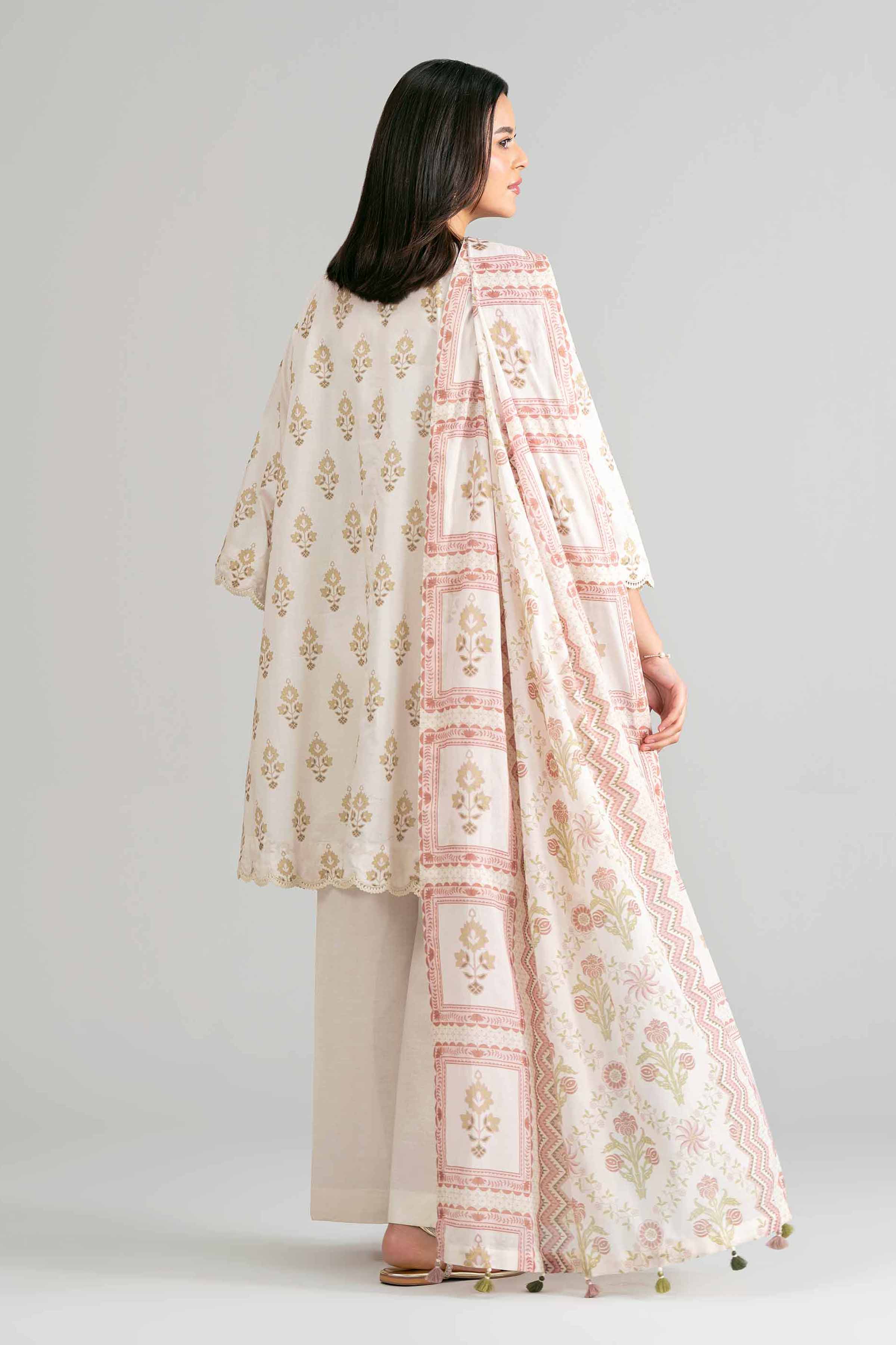 3 Piece - Printed Suit - 42601874 Beige Lawn 3PC Printed