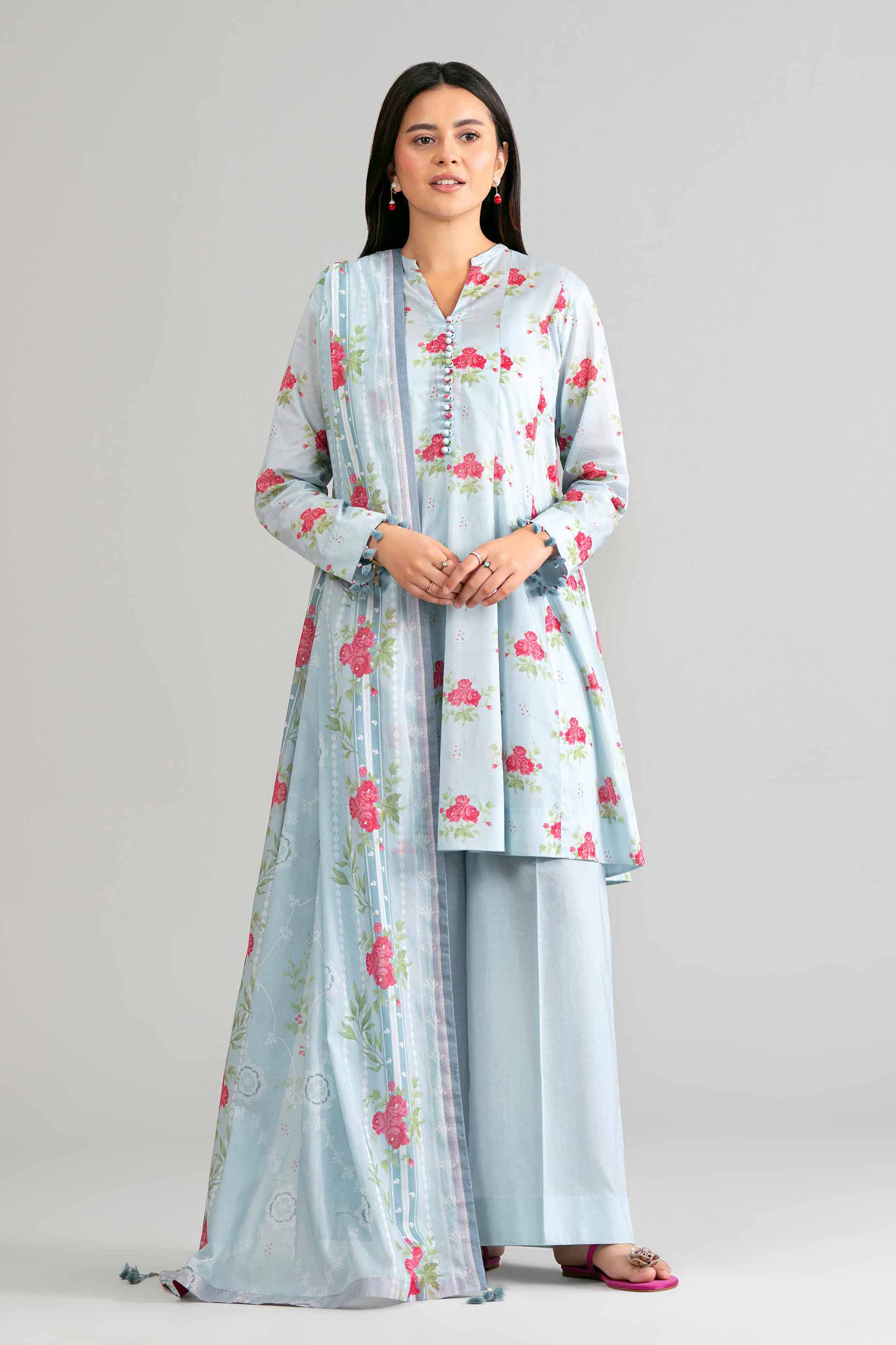 3 Piece - Printed Suit - 42601876 Blue Lawn 3PC Printed
