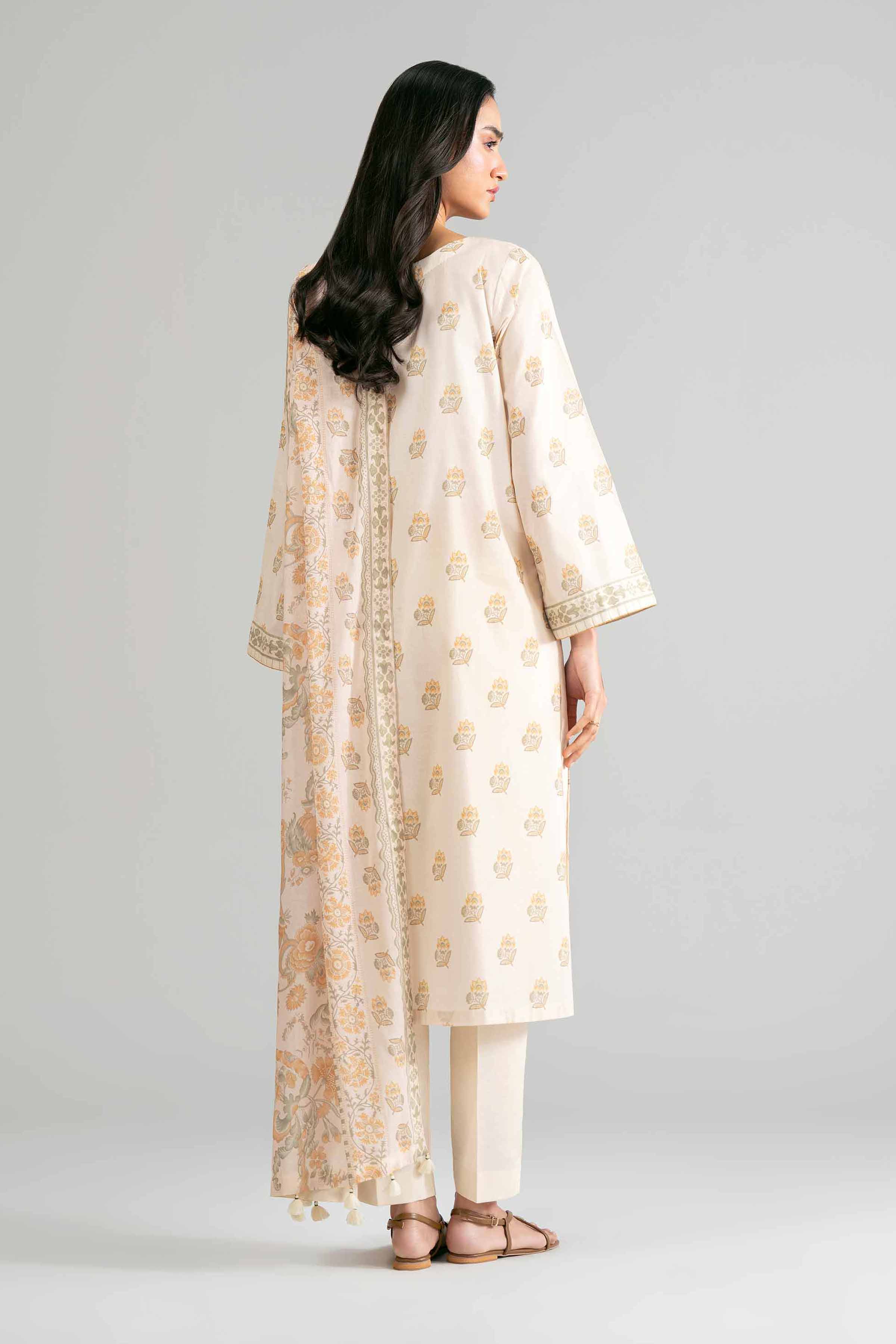 3 Piece - Printed Suit - 42601877 Beige Lawn 3PC Printed