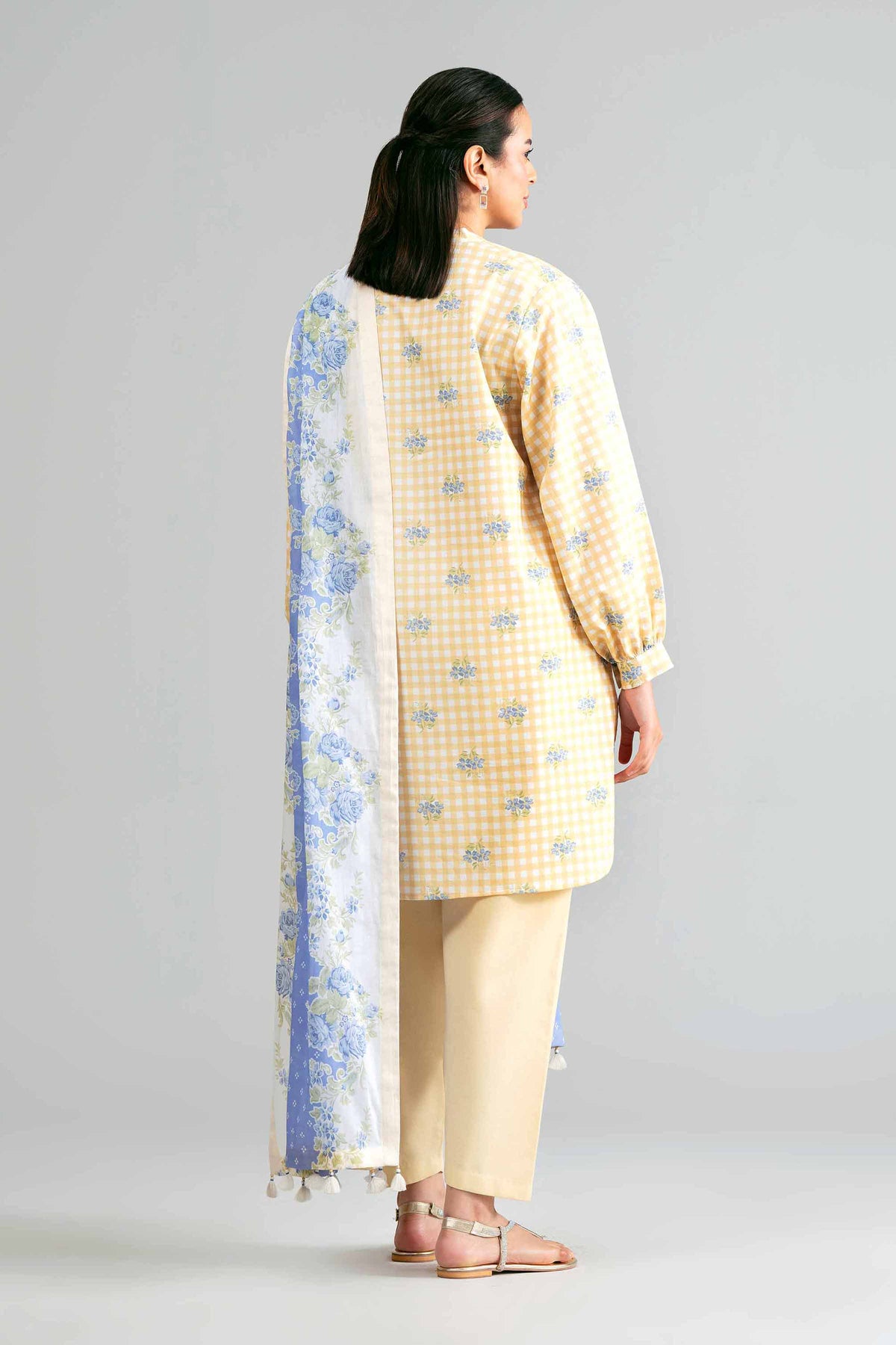 NISHAT UAE 3Pc Printed Unstitched Women Yellow Lawn Suit