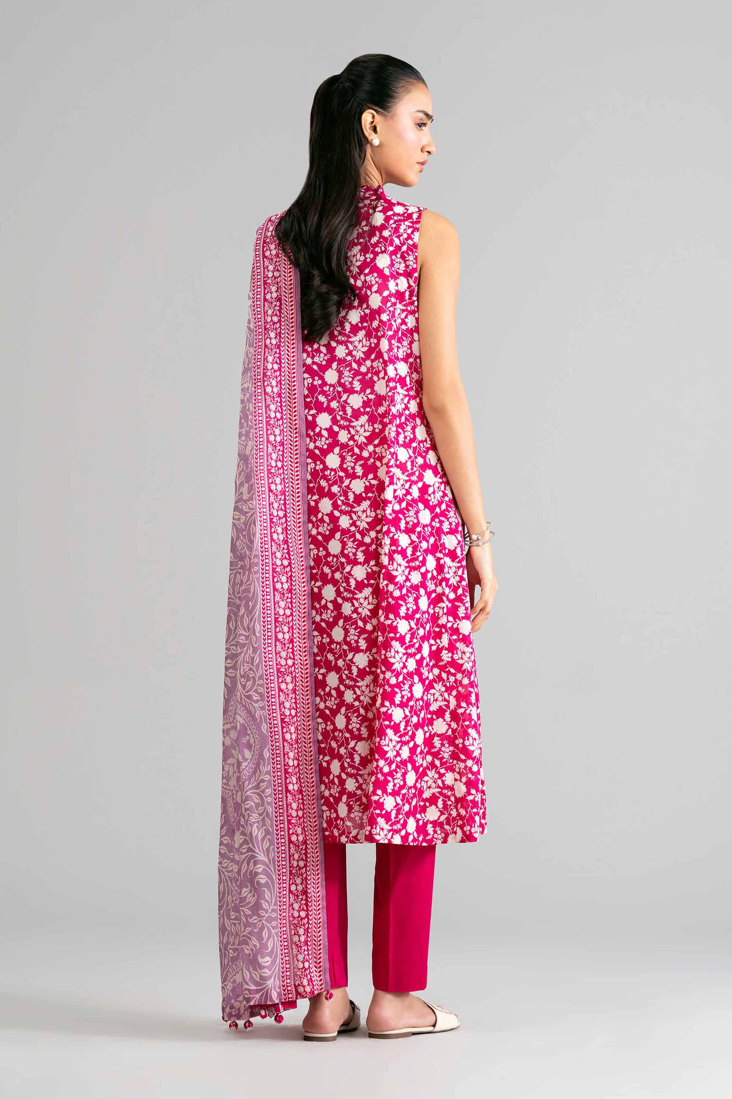 3 Piece - Printed Suit - 42601887 Pink Lawn 3PC Printed