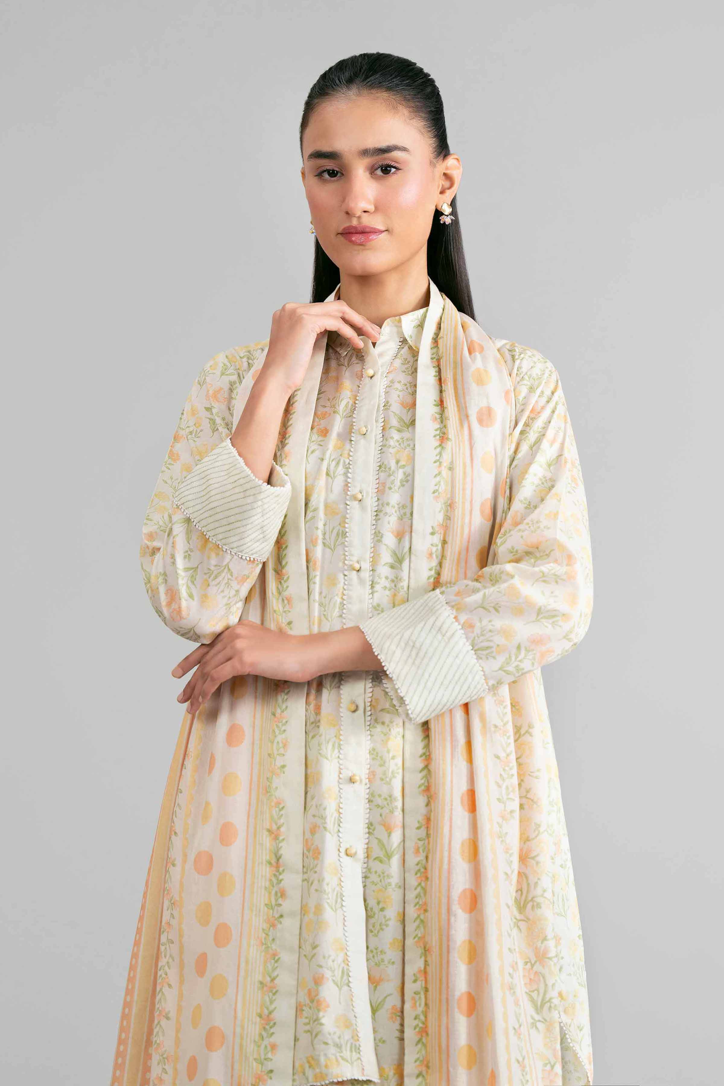 3 Piece - Printed Suit - 42601893 Off White Lawn 3PC Printed