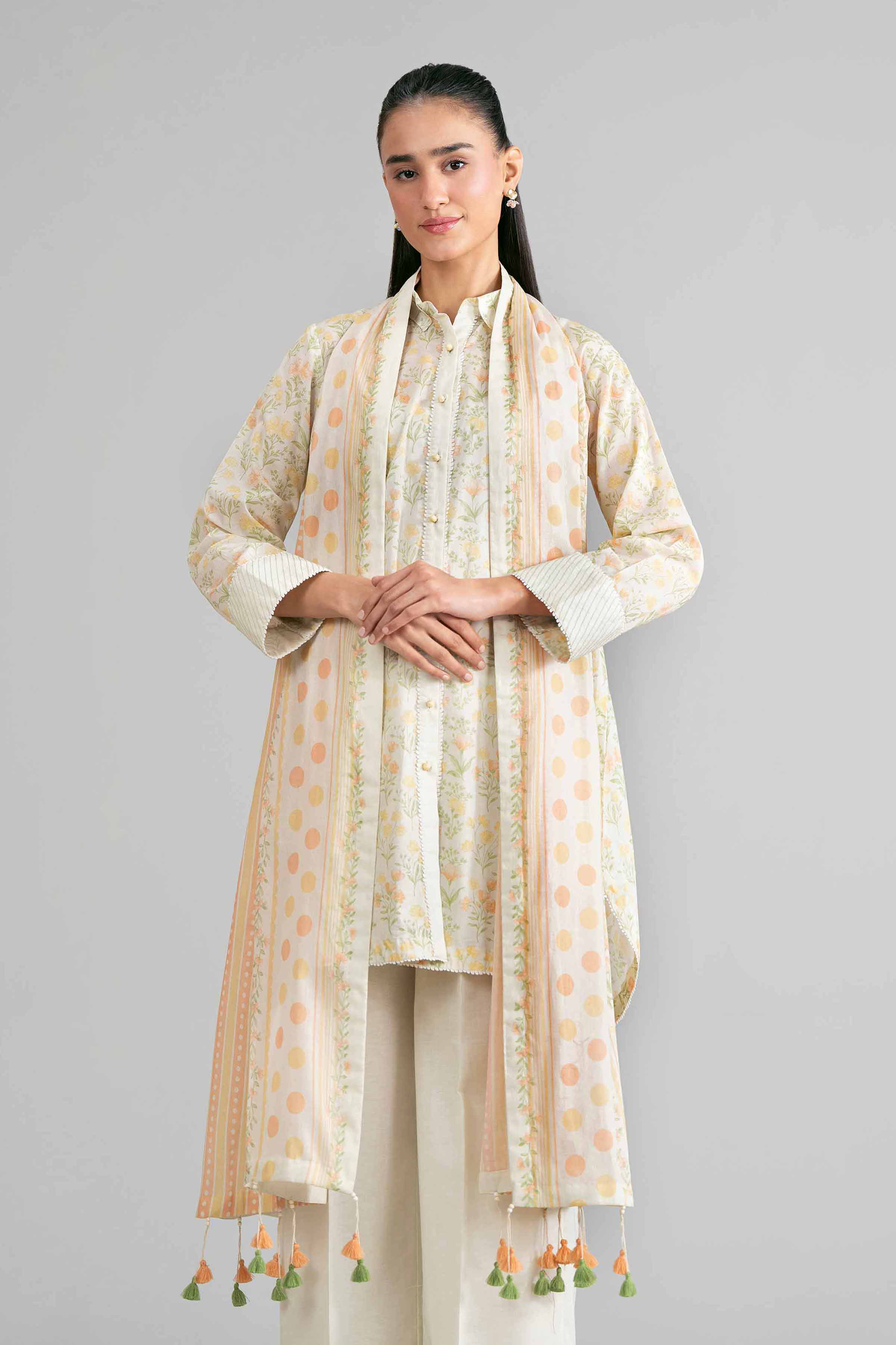3 Piece - Printed Suit - 42601893 Off White Lawn 3PC Printed