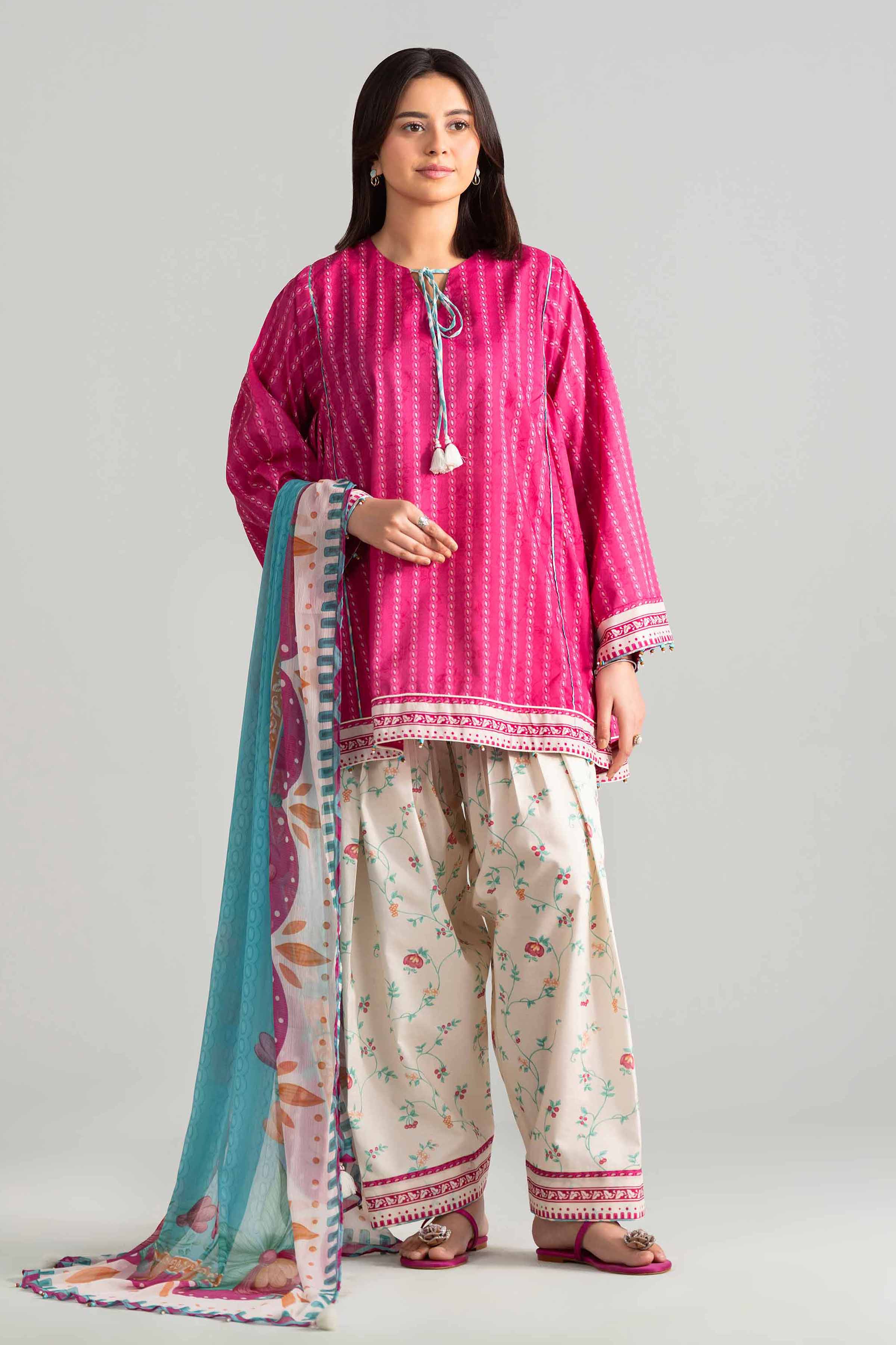 3 Piece - Digital Printed Suit - 42601897 Nishat UAE Pink Lawn 3PC Printed