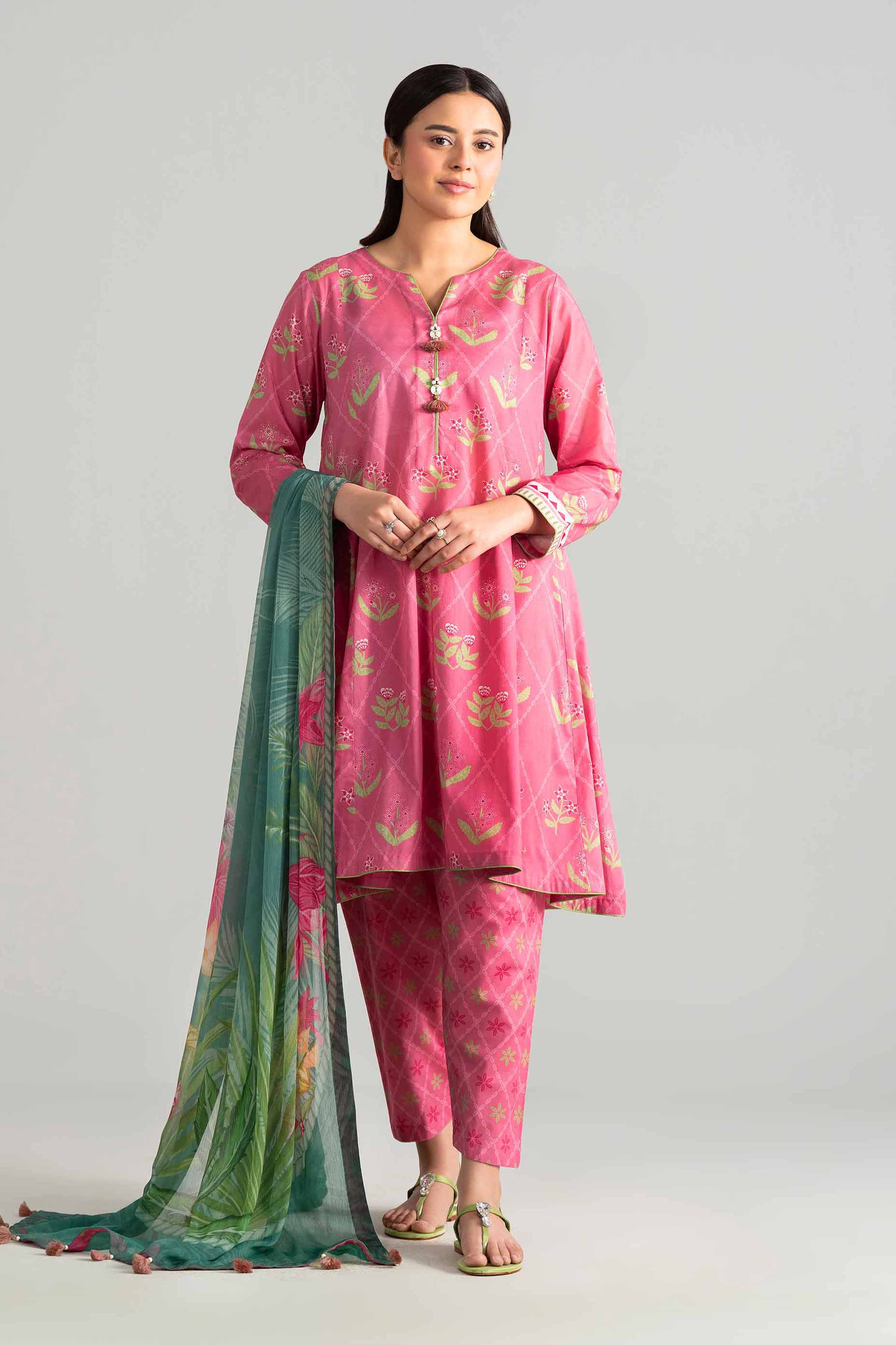 3 Piece - Digital Printed Suit - 42601907 Nishat UAE Pink Lawn 3PC Printed