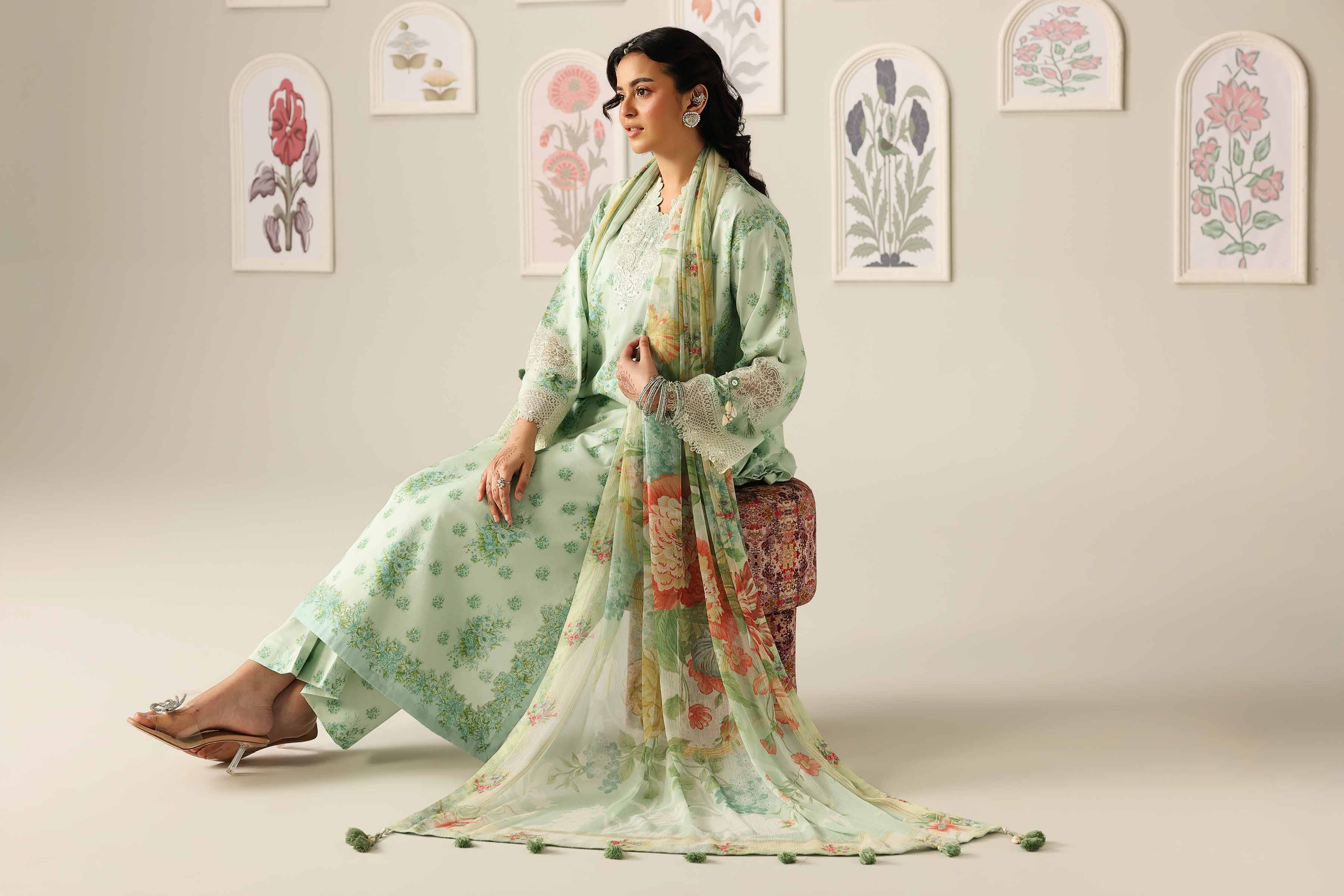 3 Piece - Digital Printed Embroidered Suit - 42601909