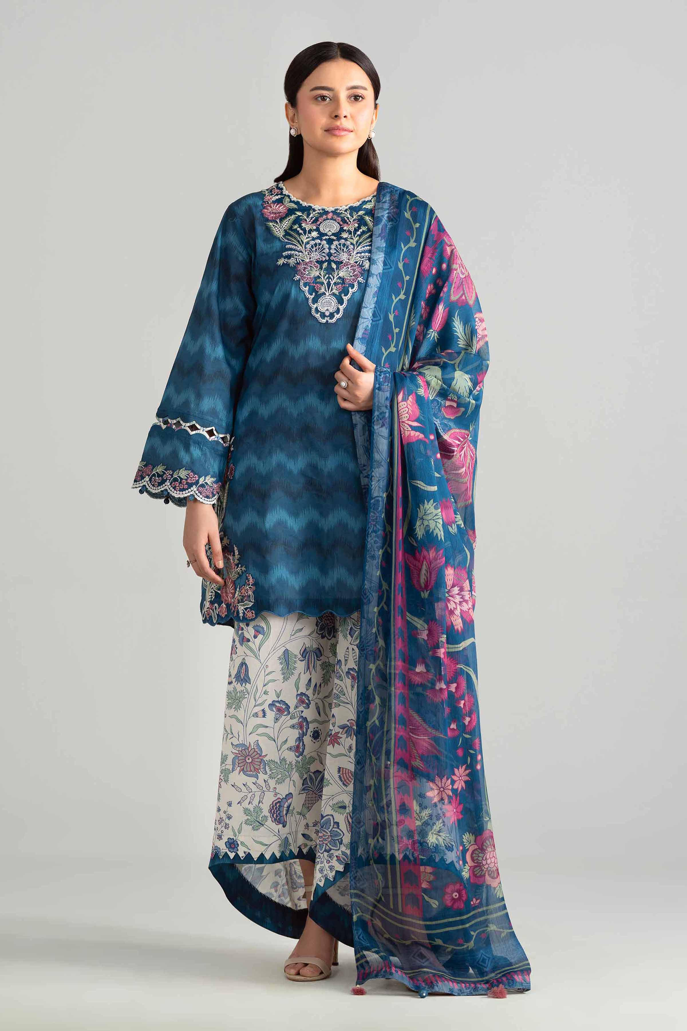 3 Piece - Digital Printed Embroidered Suit - 42601917