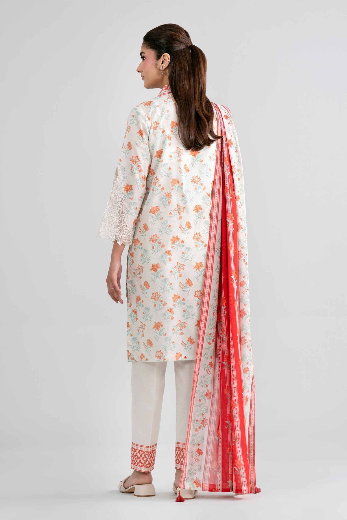 NISHAT UAE 3Pc Embroidered Unstitched Women Off White Lawn Suit