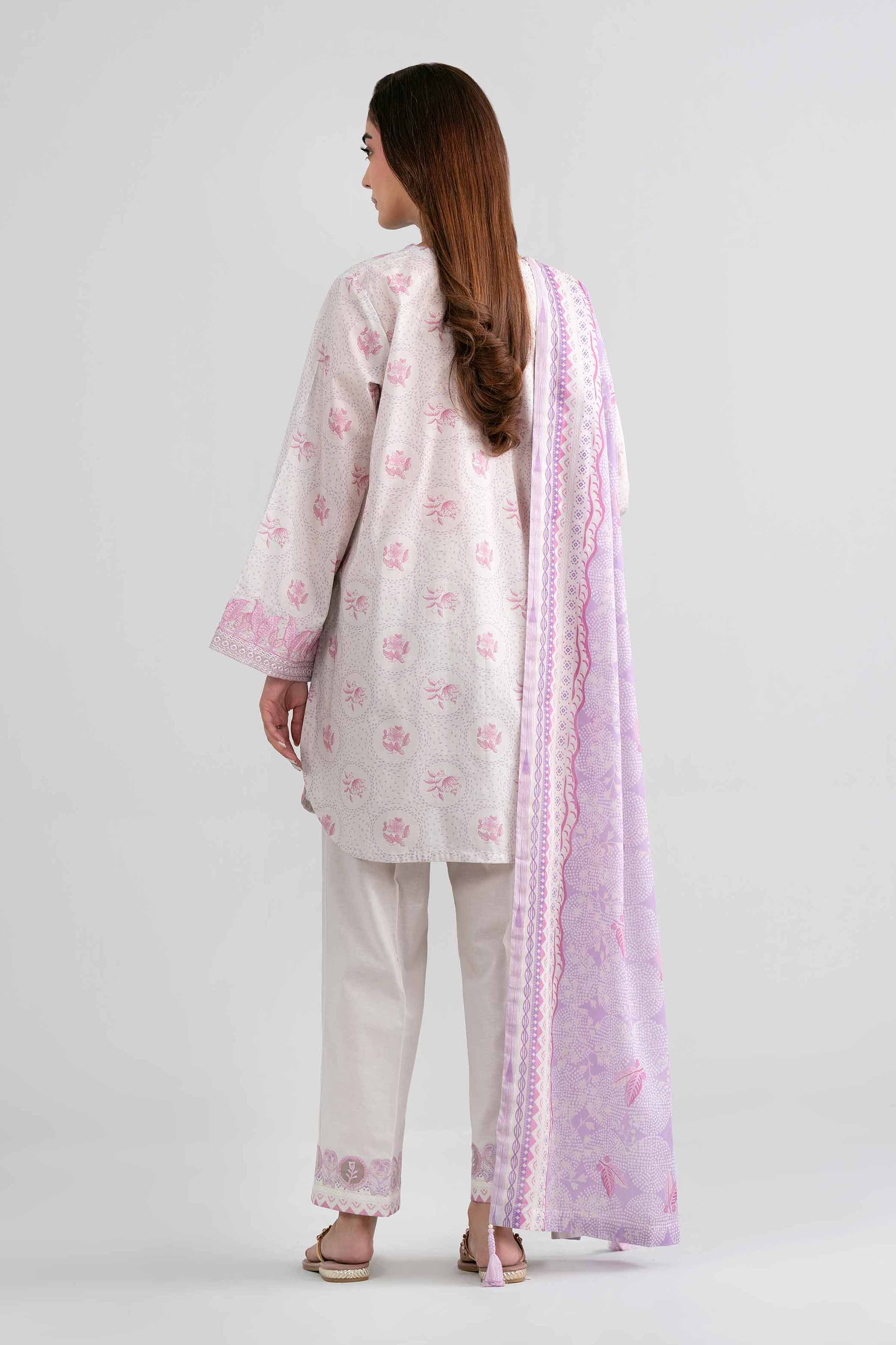 NISHAT UAE 3Pc Embroidered Unstitched Women Beige Lawn Suit