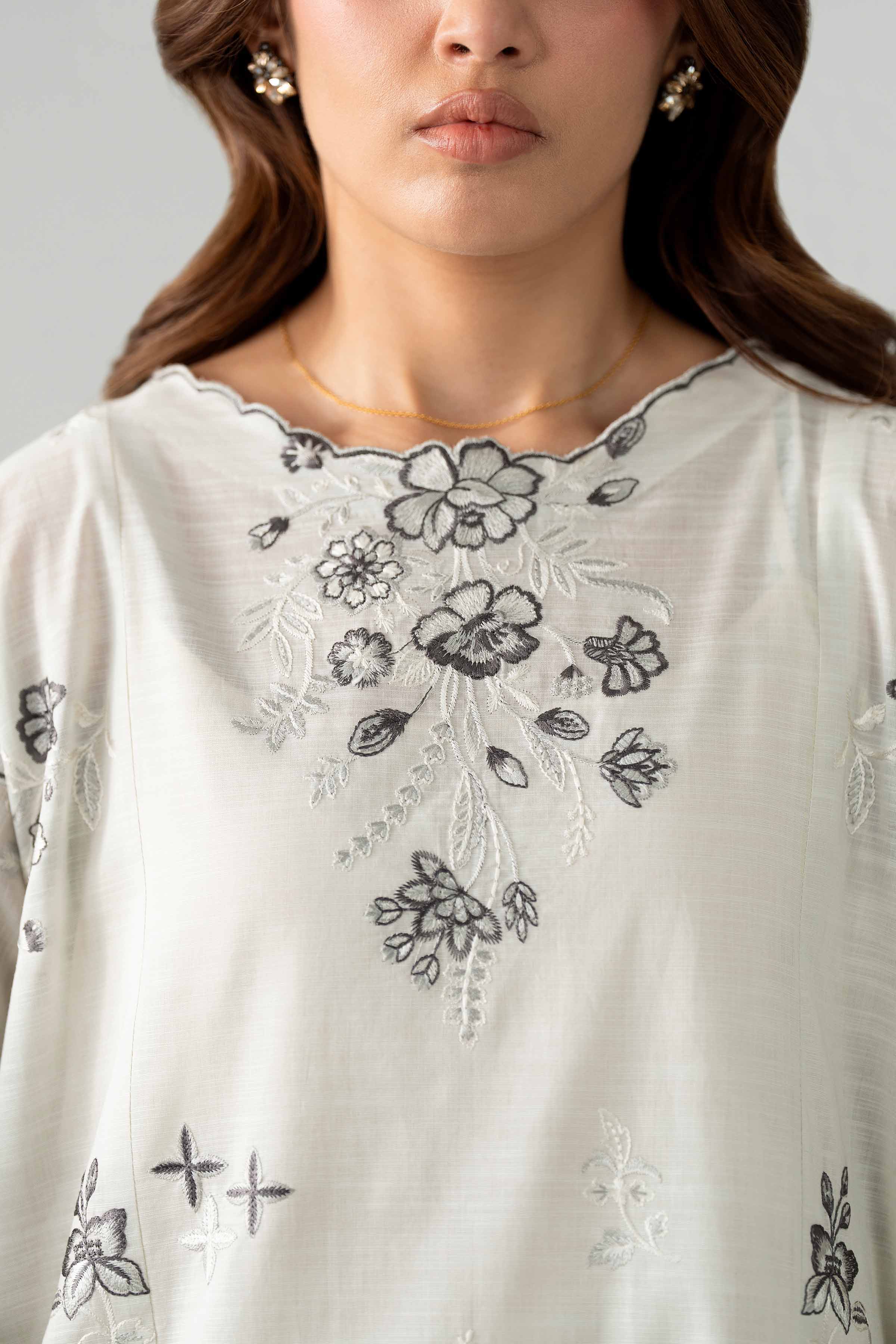 NISHAT UAE 3Pc Embroidered Unstitched Women White Lawn Suit