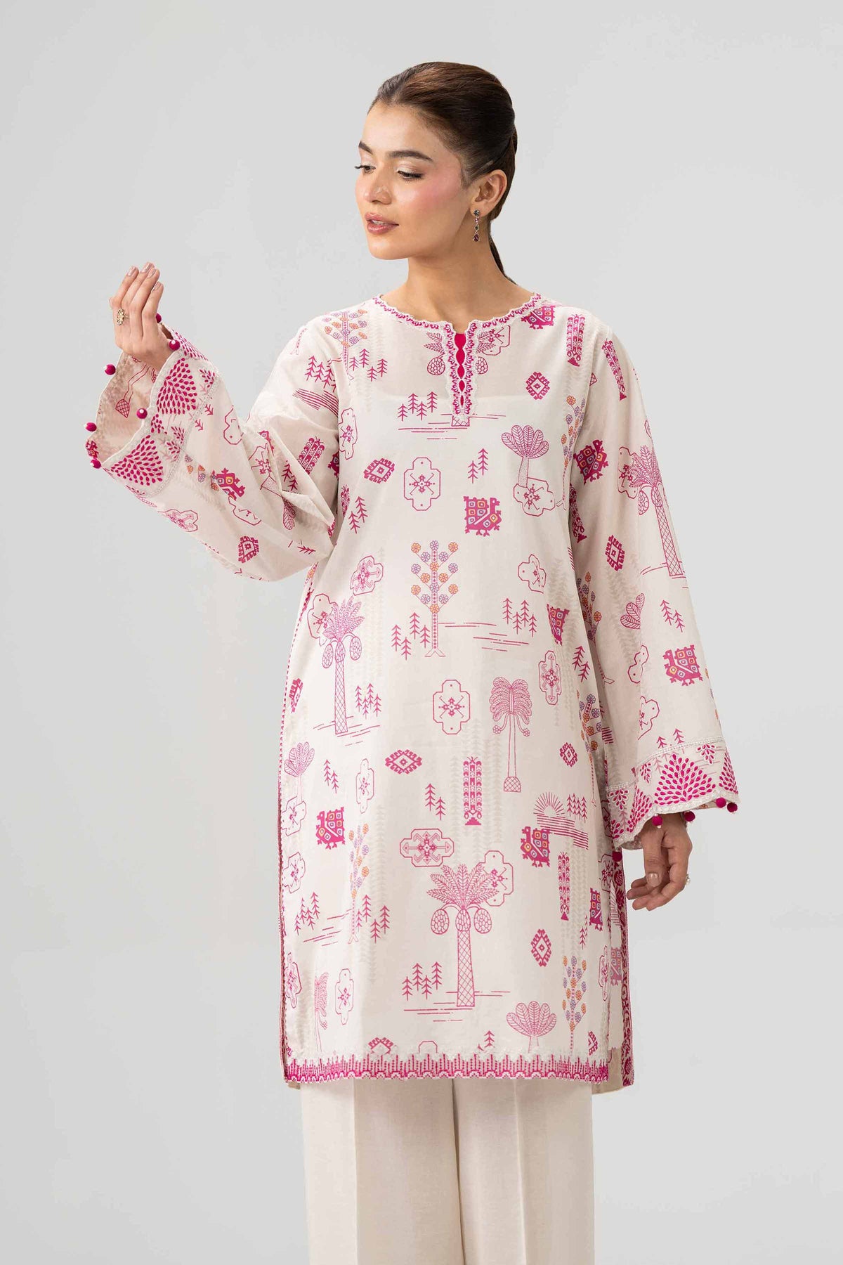 2 Piece - Printed Embroidered Suit - 42602056
