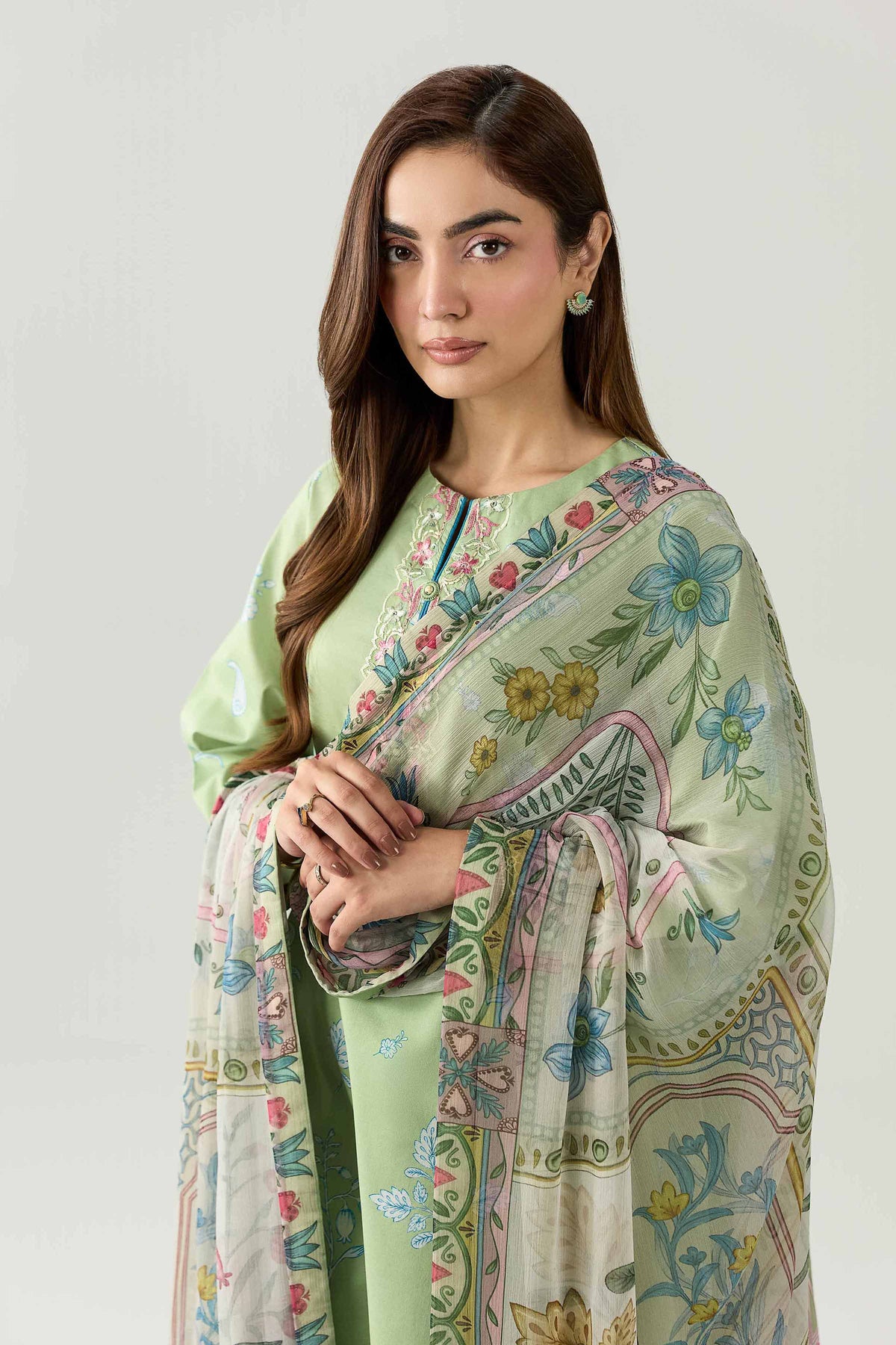 3 Piece - Digital Printed Embroidered Suit - 42602168