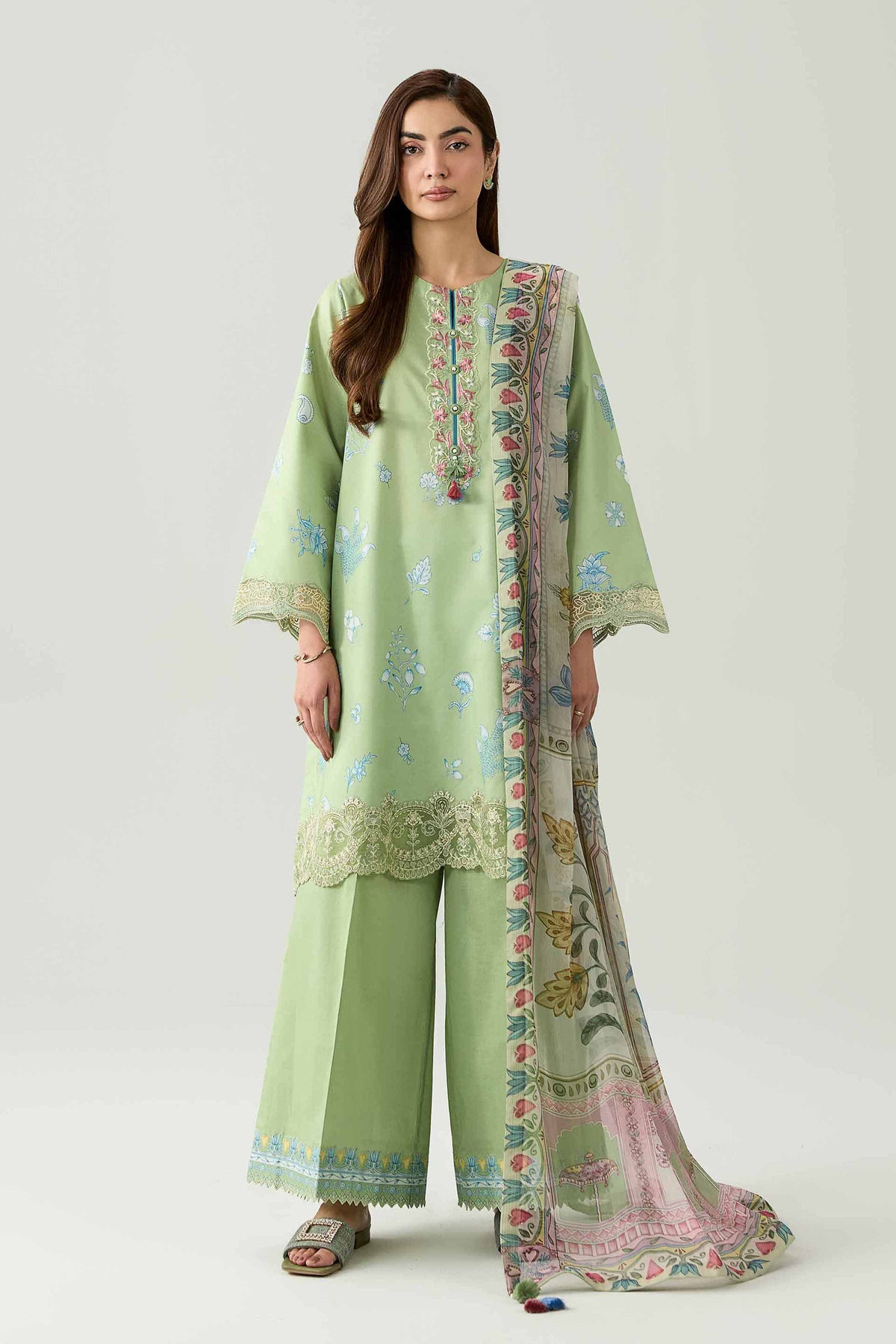 3 Piece - Digital Printed Embroidered Suit - 42602168