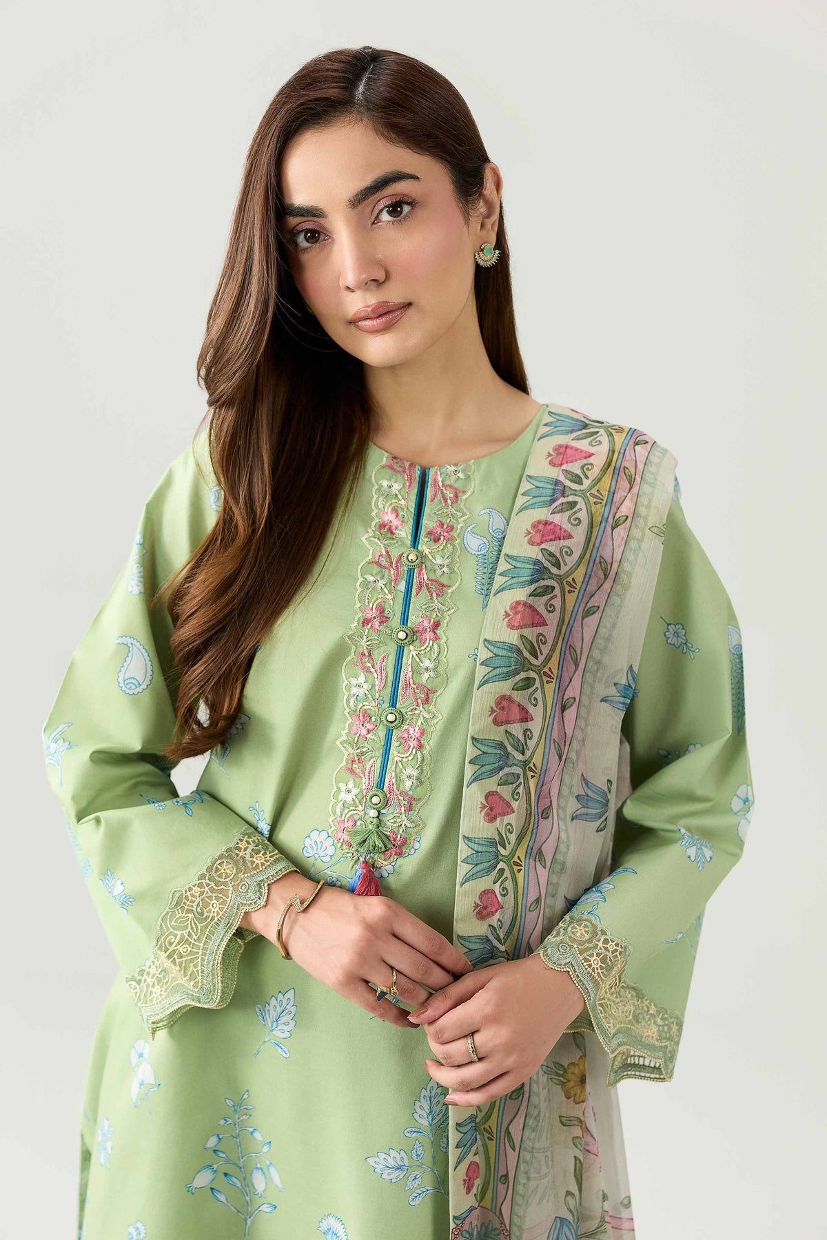 3 Piece - Digital Printed Embroidered Suit - 42602168