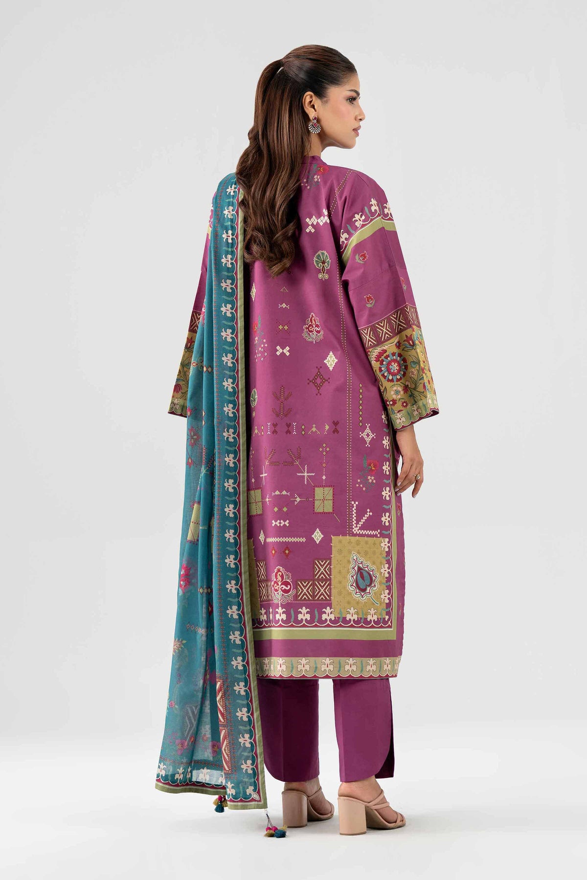 NISHAT UAE 2Pc Printed Unstitched Women Purple Lawn Suit