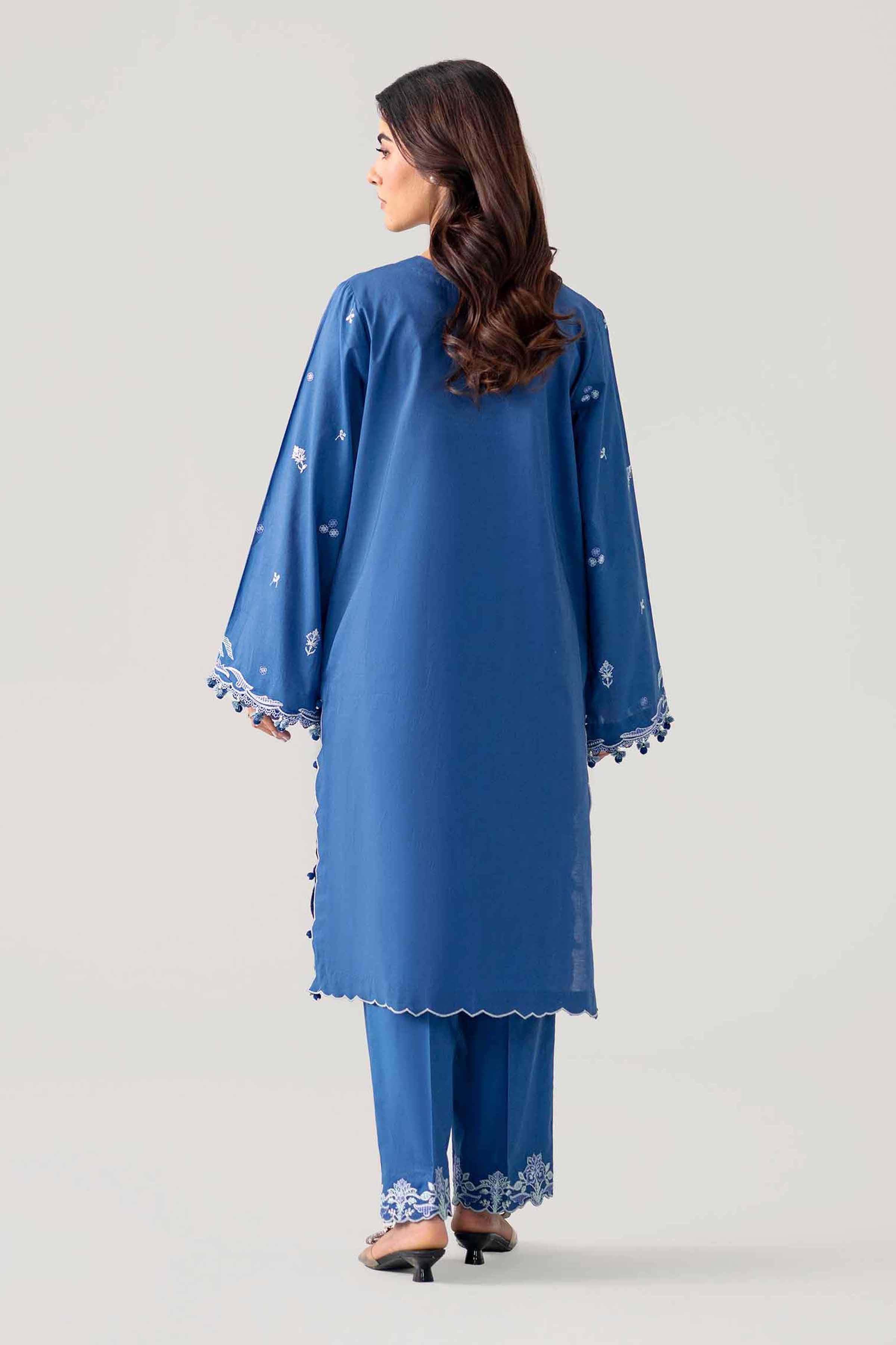 NISHAT UAE 2Pc Embroidered Unstitched Women Blue Lawn Suit