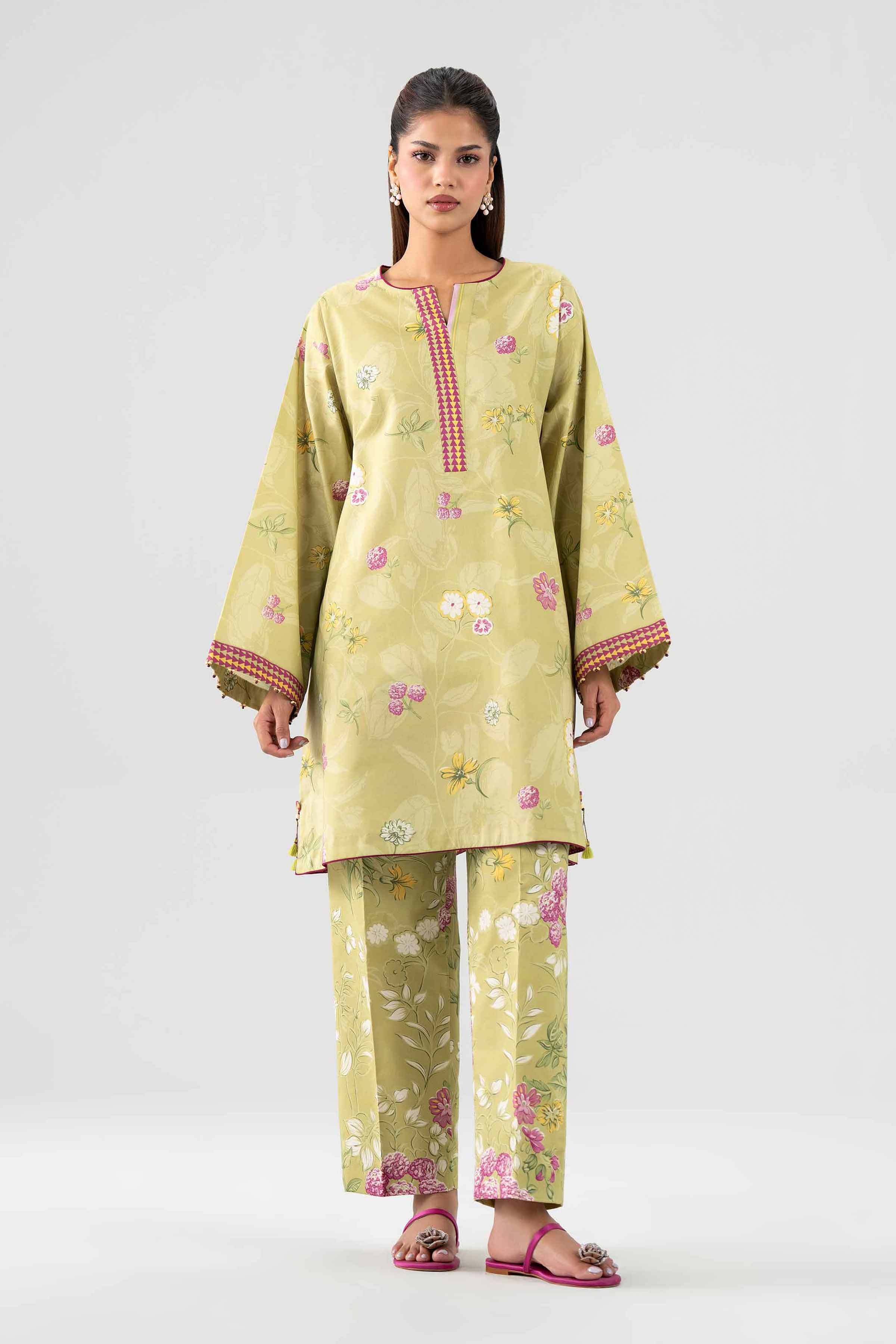 NISHAT UAE 2Pc Printed Unstitched Women Green Lawn Suit