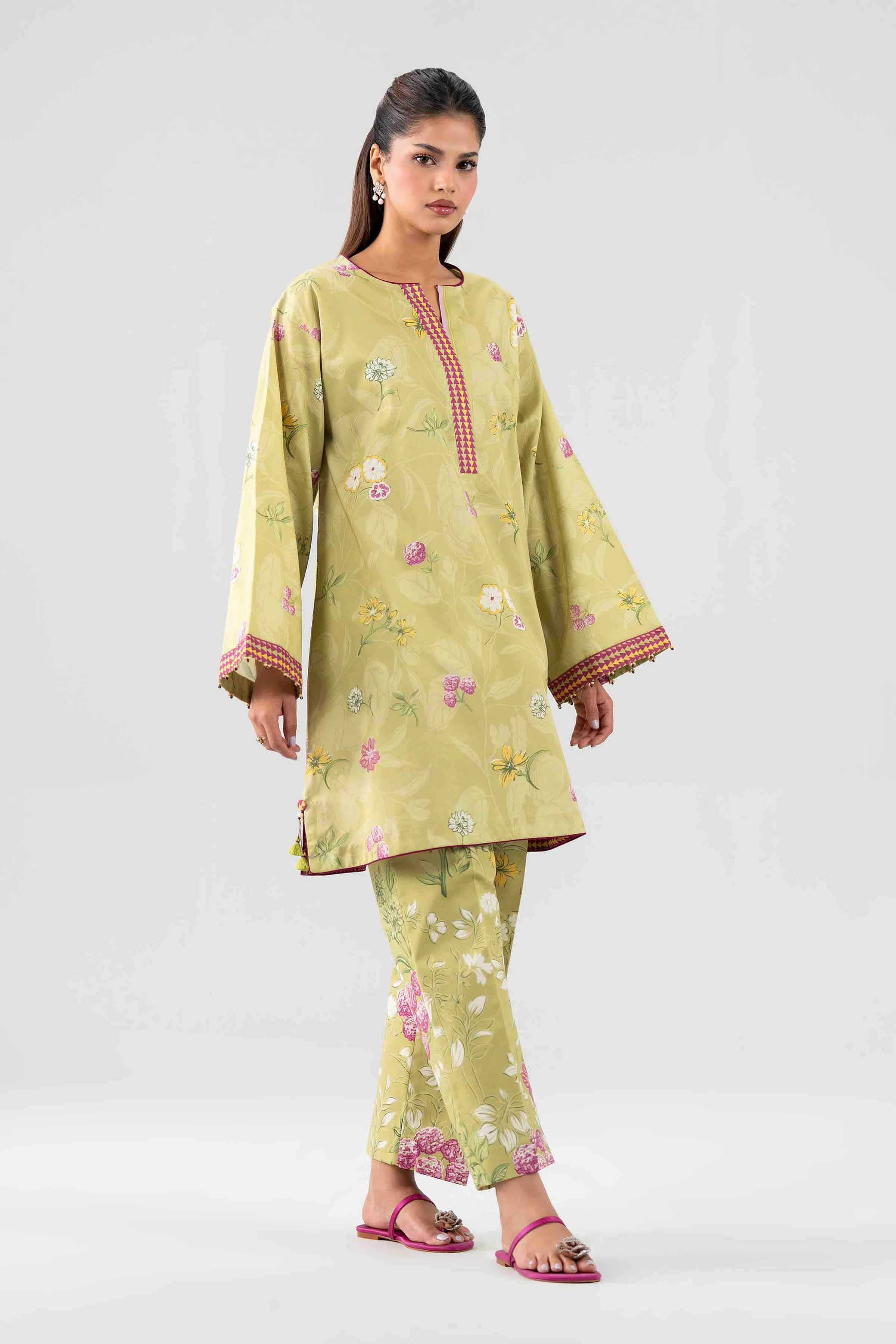 NISHAT UAE 2Pc Printed Unstitched Women Green Lawn Suit