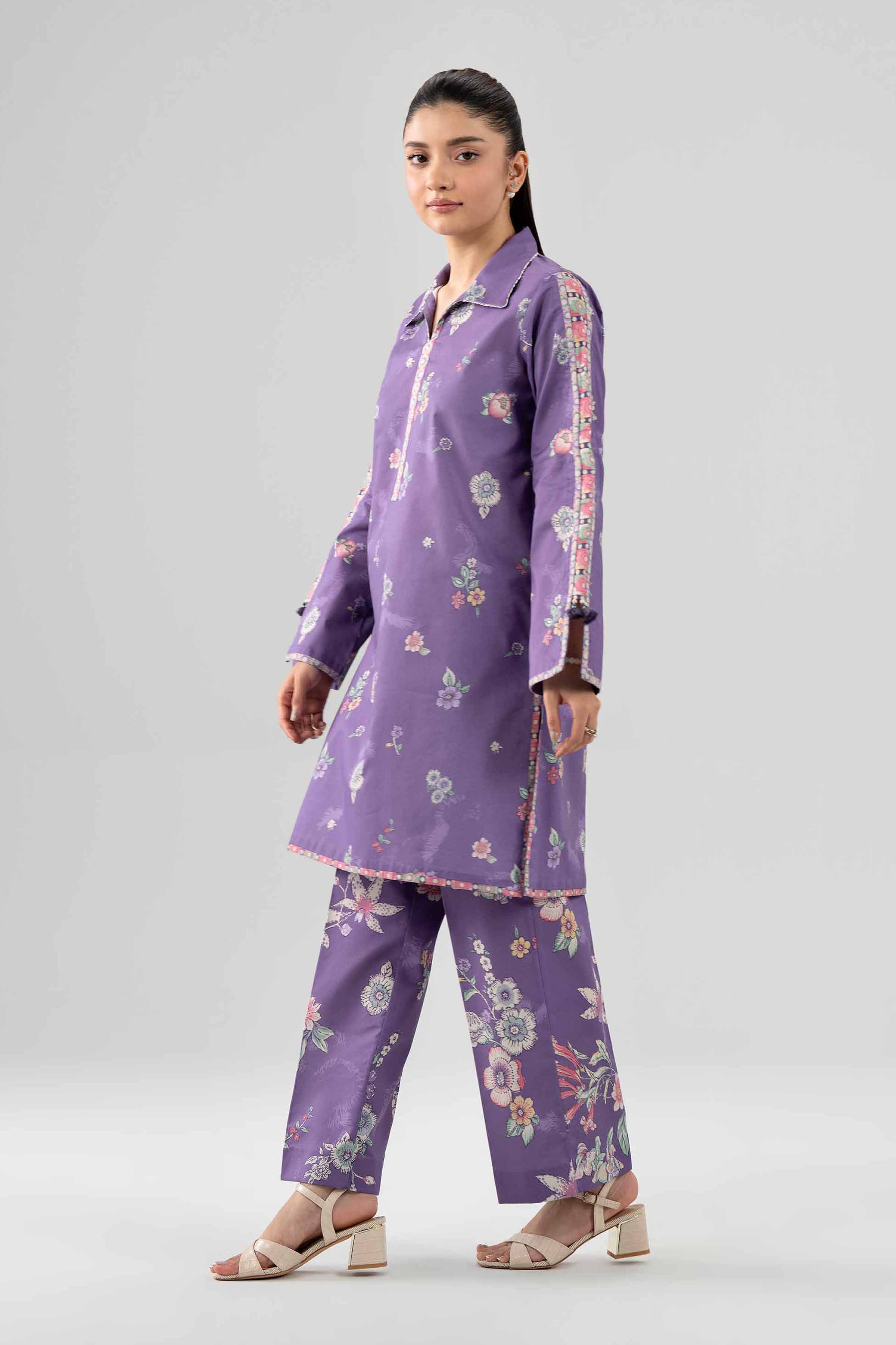 NISHAT UAE 2Pc Printed Unstitched Women Purple Lawn Suit