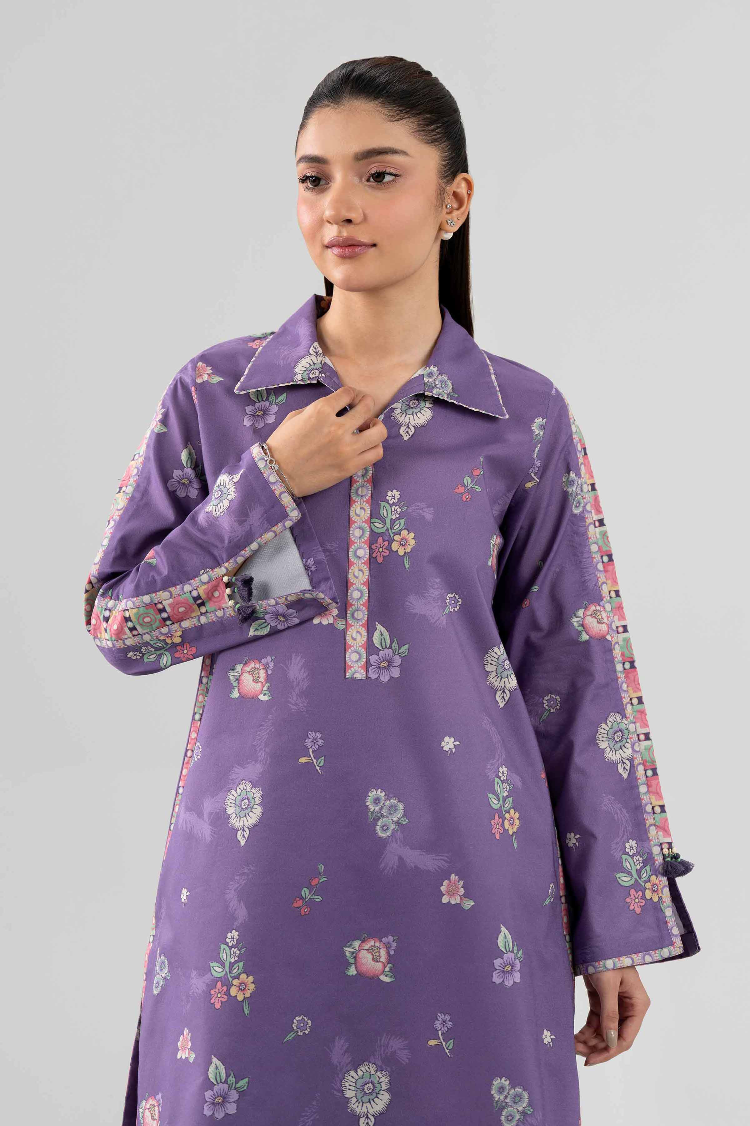 NISHAT UAE 2Pc Printed Unstitched Women Purple Lawn Suit