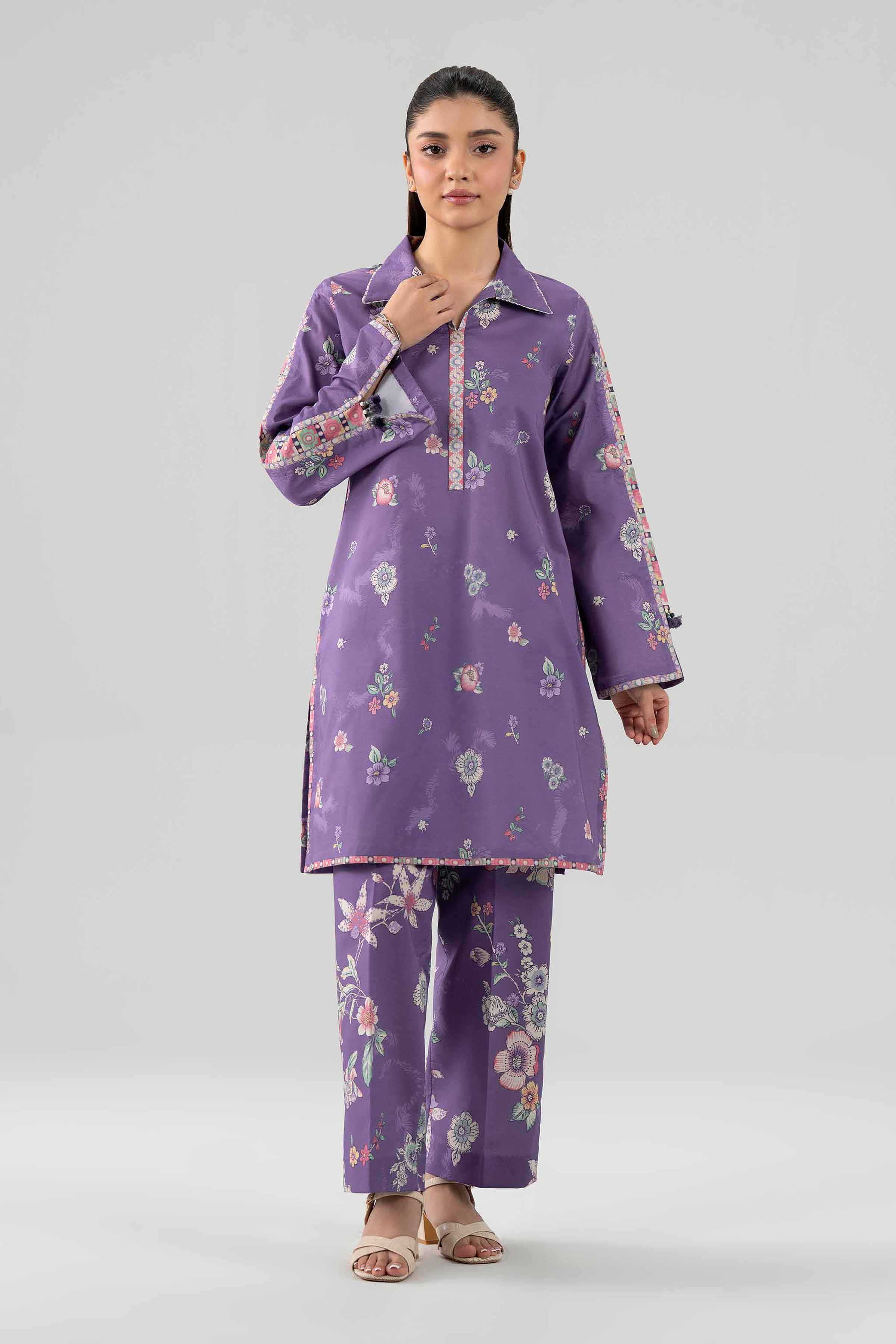 NISHAT UAE 2Pc Printed Unstitched Women Purple Lawn Suit