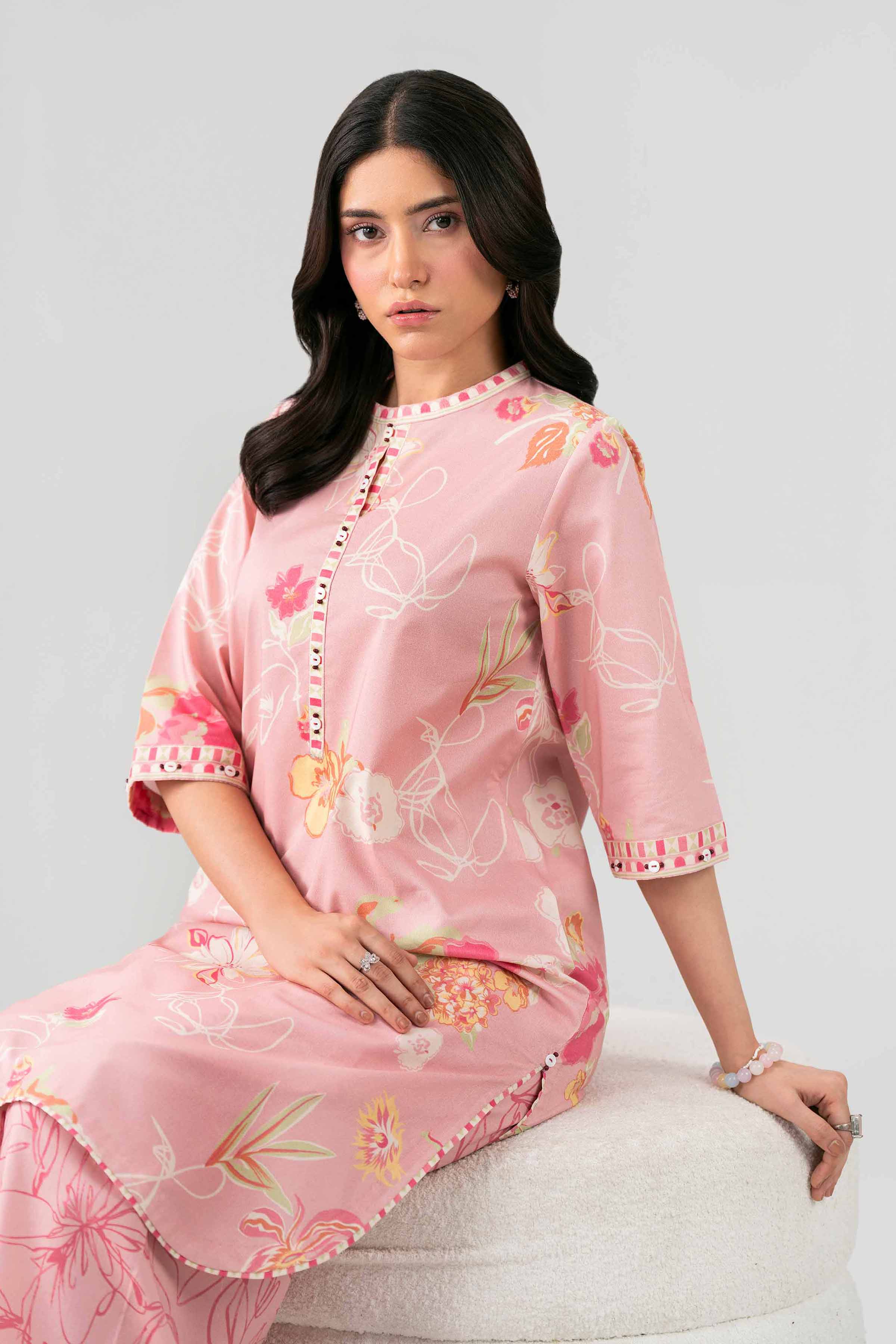 NISHAT UAE 2Pc Printed Unstitched Women Pink Lawn Suit