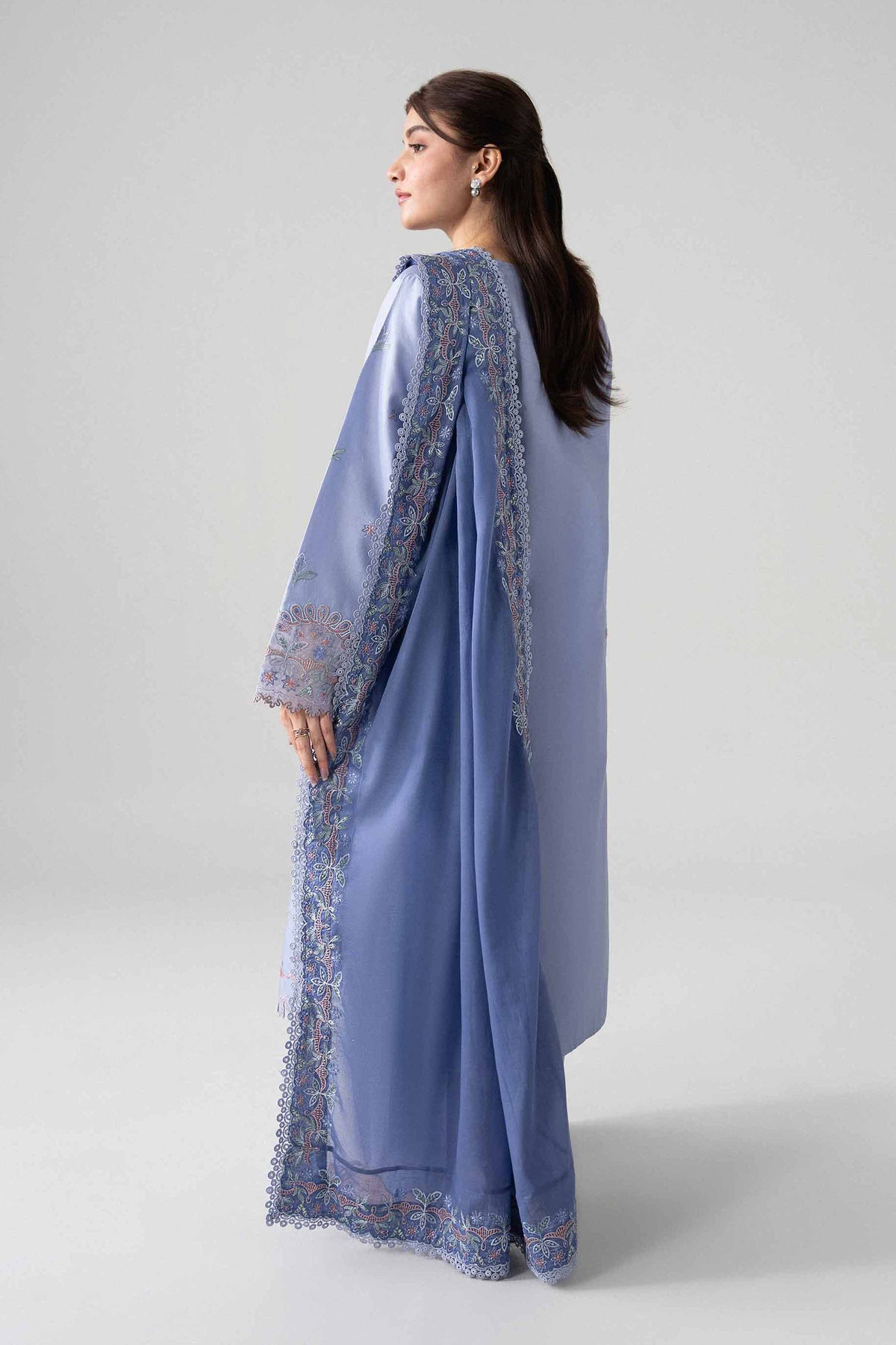 NISHAT UAE 3Pc Embroidered Unstitched Women Blue Lawn Suit