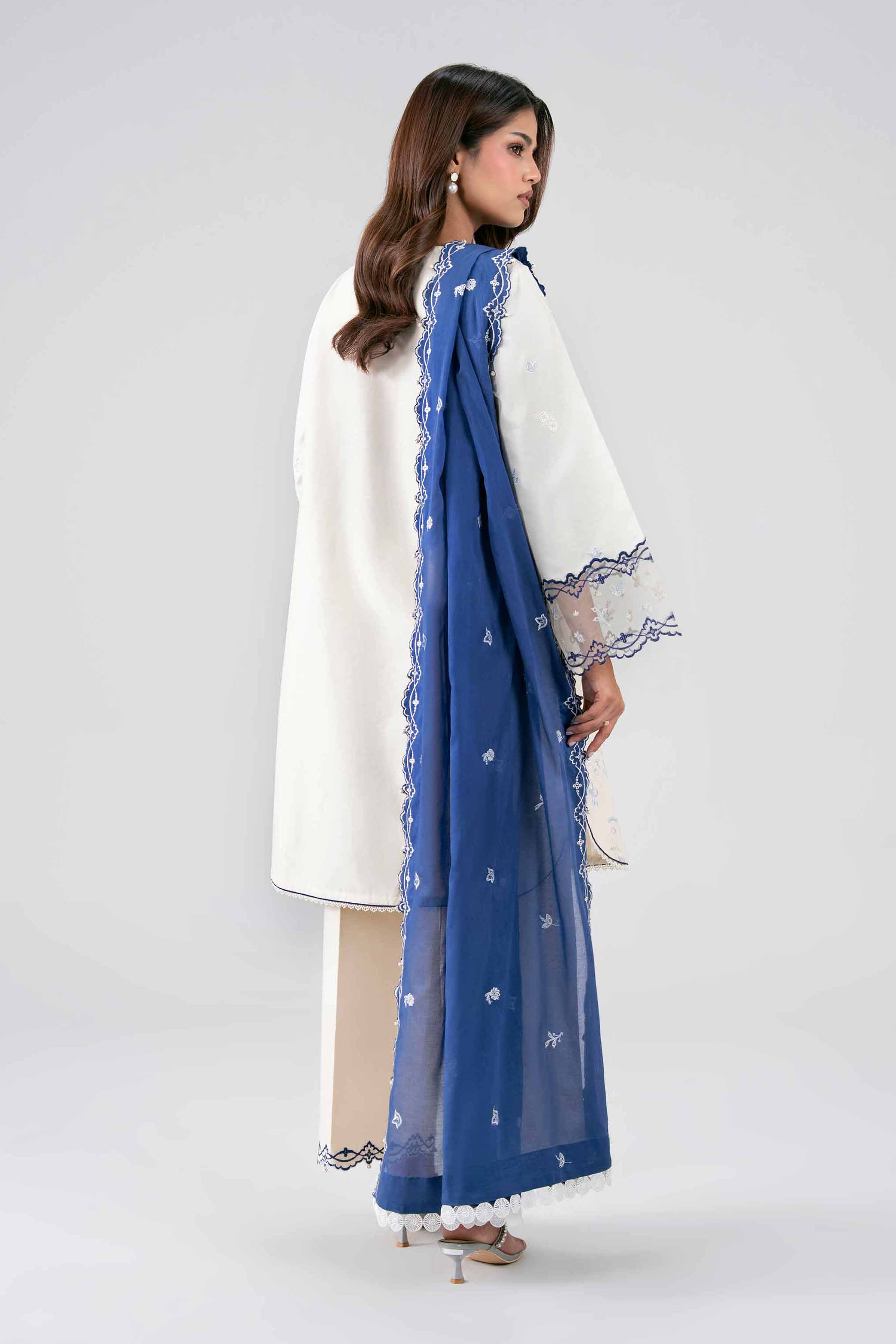 NISHAT UAE 3Pc Embroidered Unstitched Women Off White Lawn Suit
