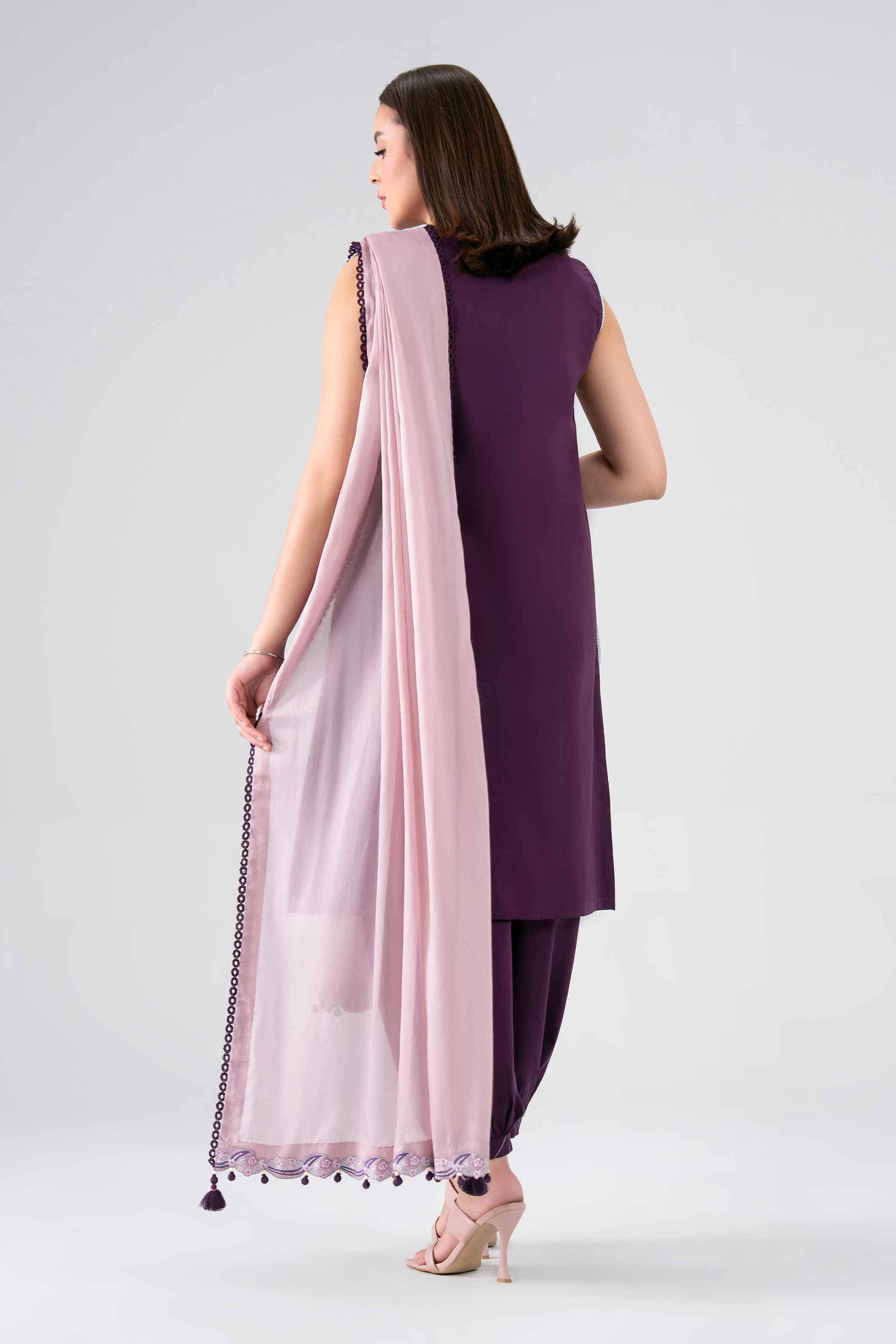 NISHAT UAE 3Pc Embroidered Unstitched Women Purple Lawn Suit