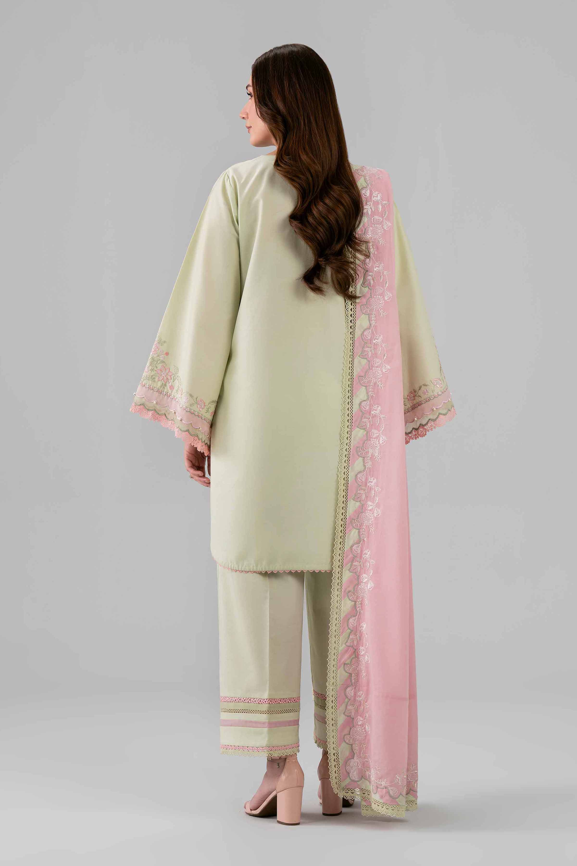 NISHAT UAE 3Pc Embroidered Unstitched Women Beige Lawn Suit