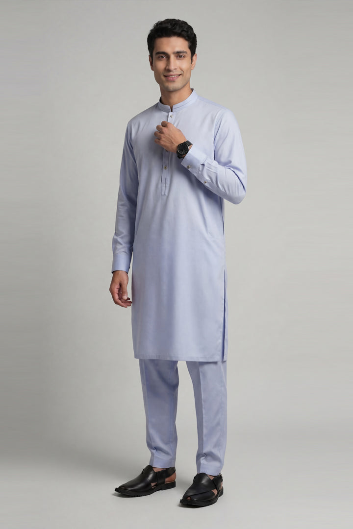 2 Piece - Naqsh Suit With Box - 42608024 Blue Oak 2PC Non-Embroidered