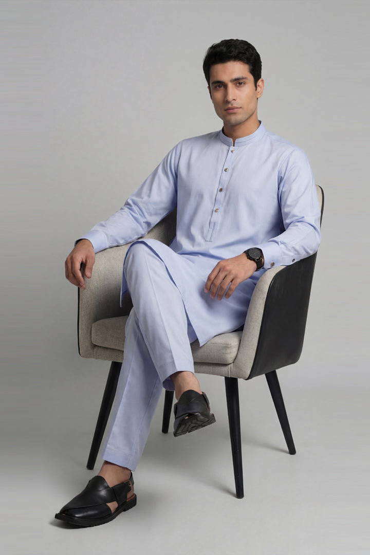 2 Piece - Naqsh Suit With Box - 42608024 Blue Oak 2PC Non-Embroidered