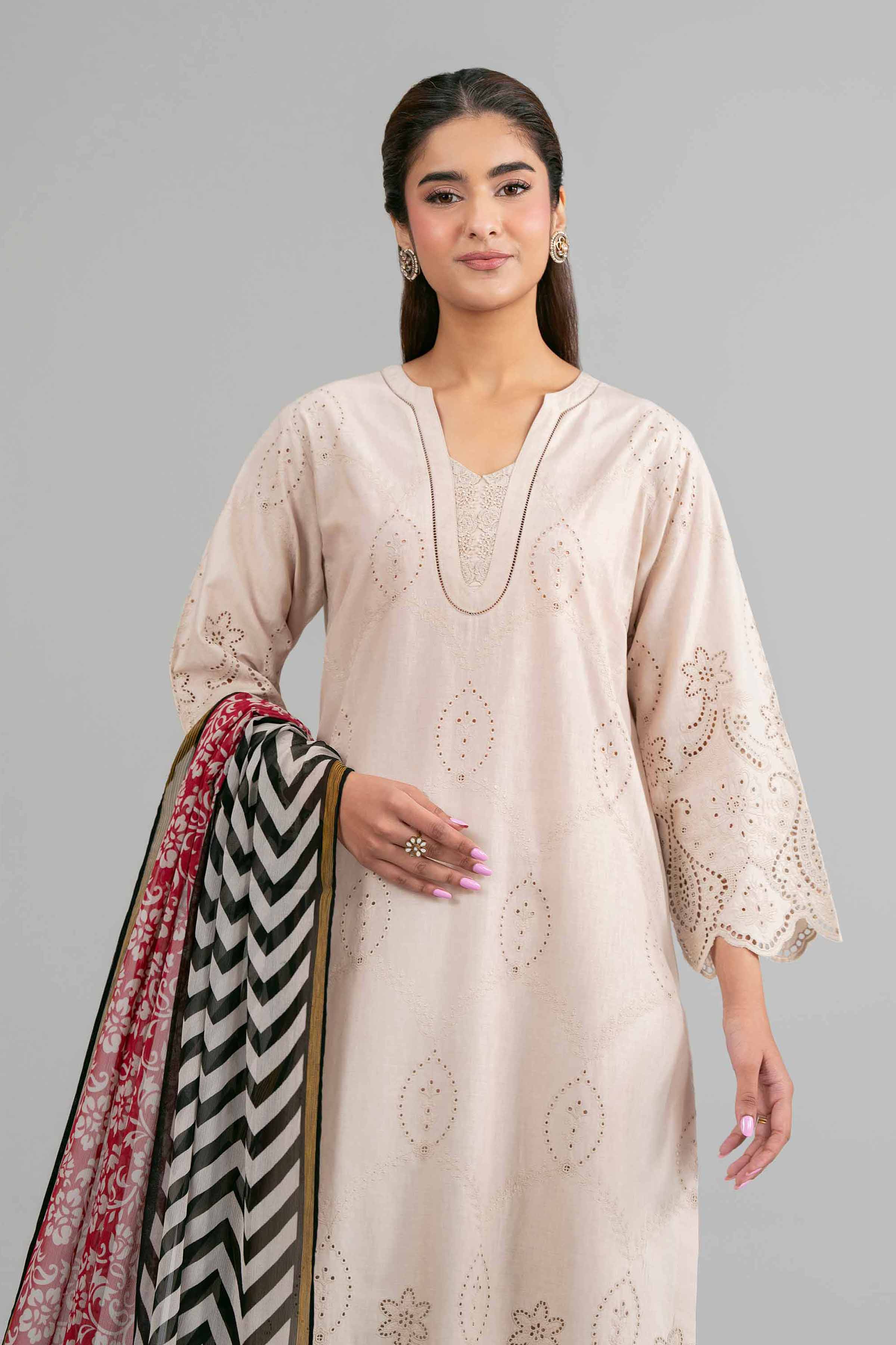3 Piece - Printed Embroidered Suit - 42619949