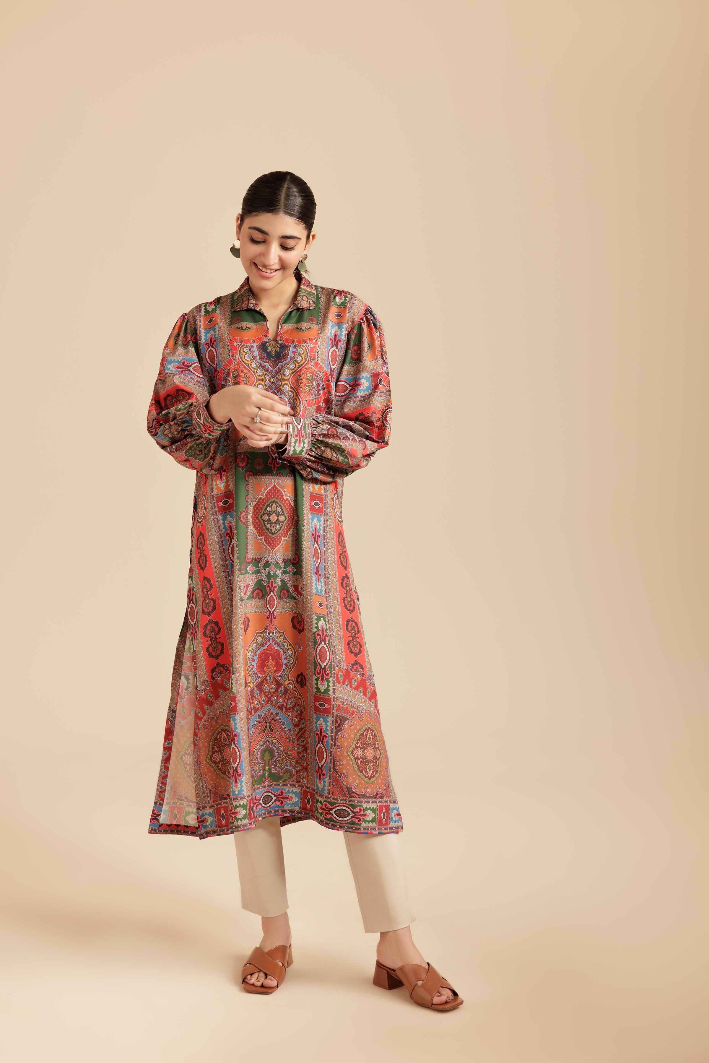 NISHATUAE - Multi Printed Grip Silk Ready to wear Tunic