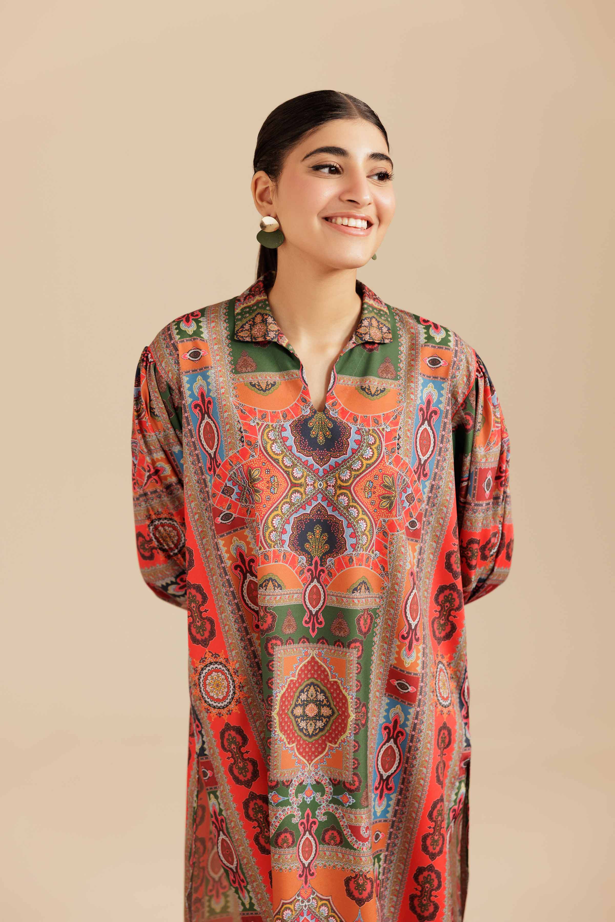 NISHATUAE - Multi Printed Grip Silk Ready to wear Tunic