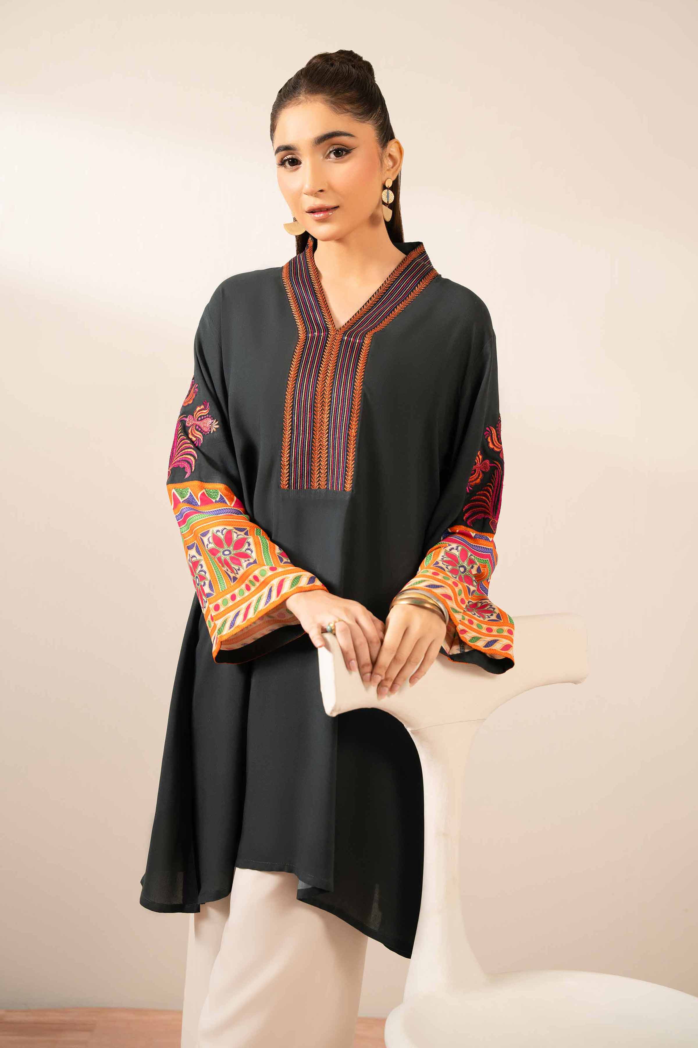 NISHATUAE - Black Embroidered Cambric Ready to wear Tunic