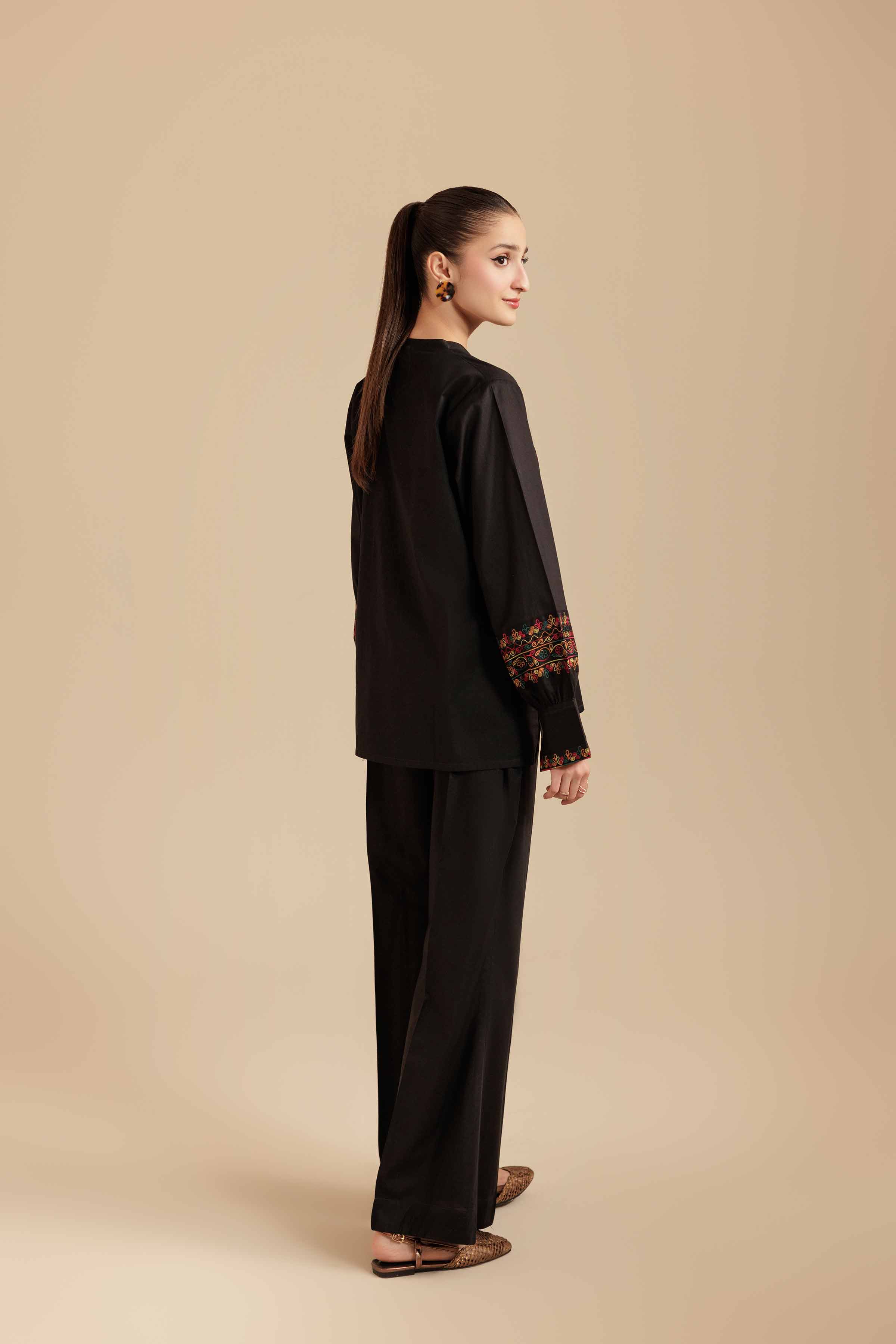 NISHATUAE - Black Embroidered Cambric 2-piece Ready to wear Dress