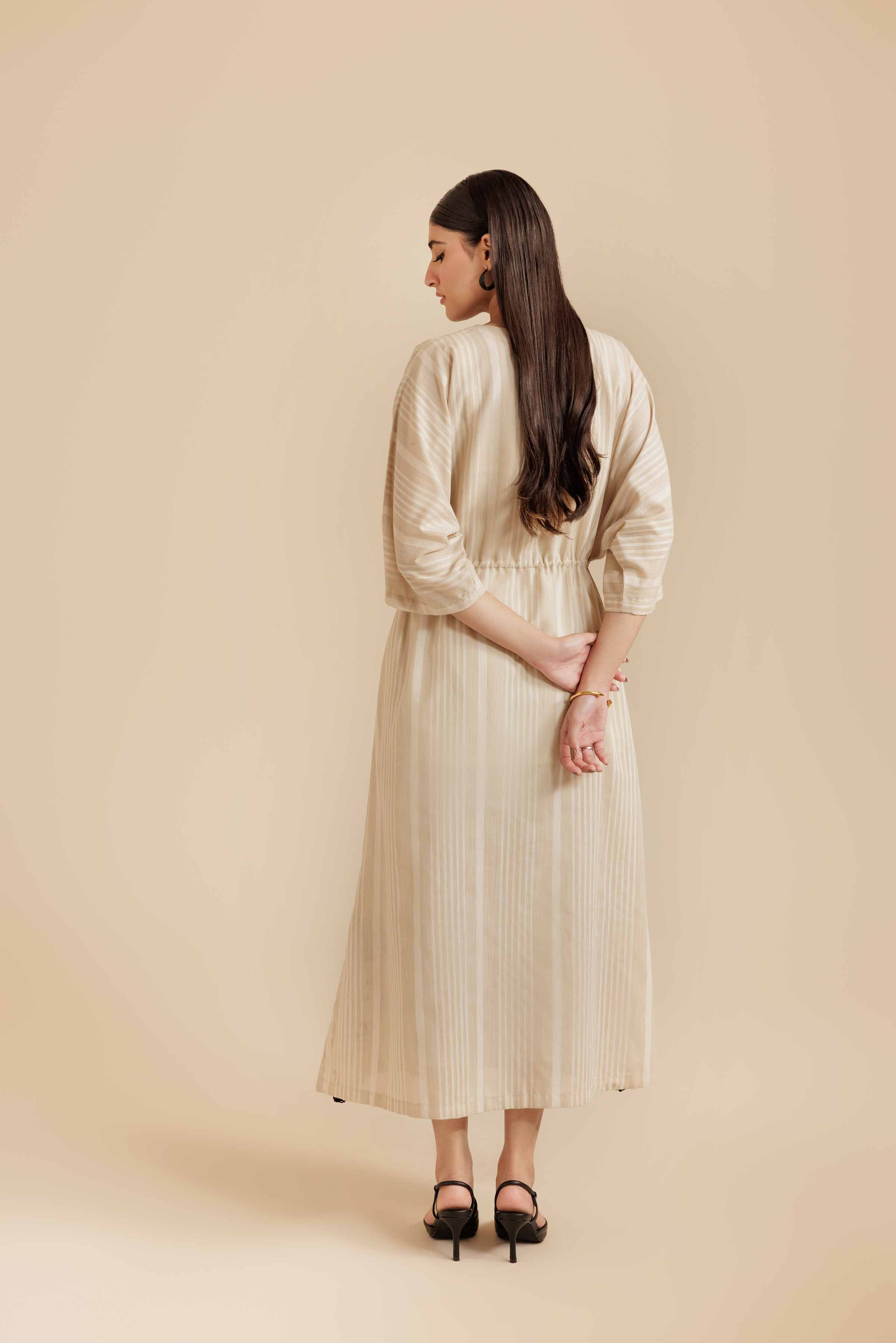 NISHATUAE - Beige Embroidered Cotton Ready to wear Dress