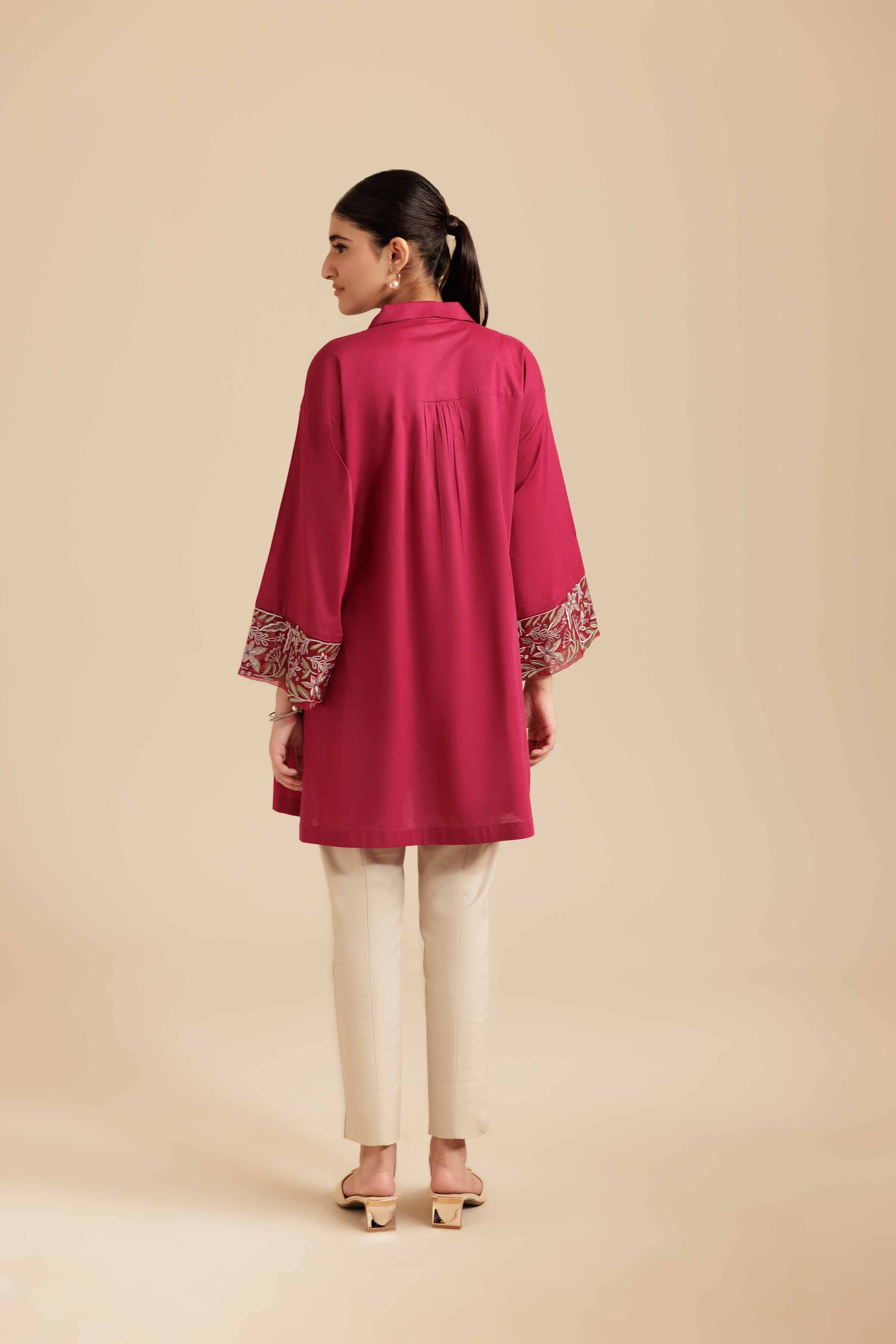 NISHATUAE - Purple Embroidered Cambric Ready to wear Tunic