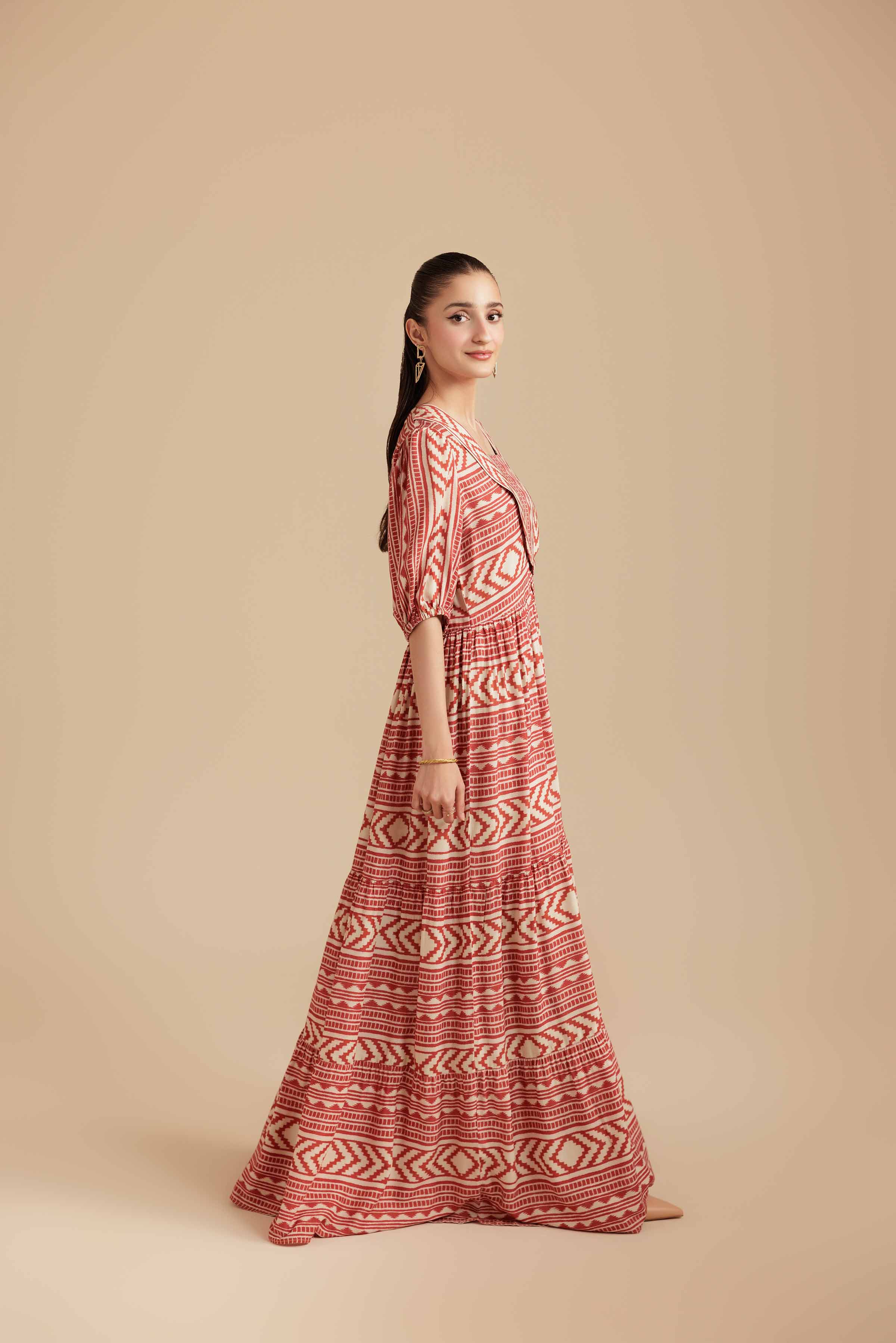 NISHATUAE - Rust Printed Lawn Ready to wear Dress